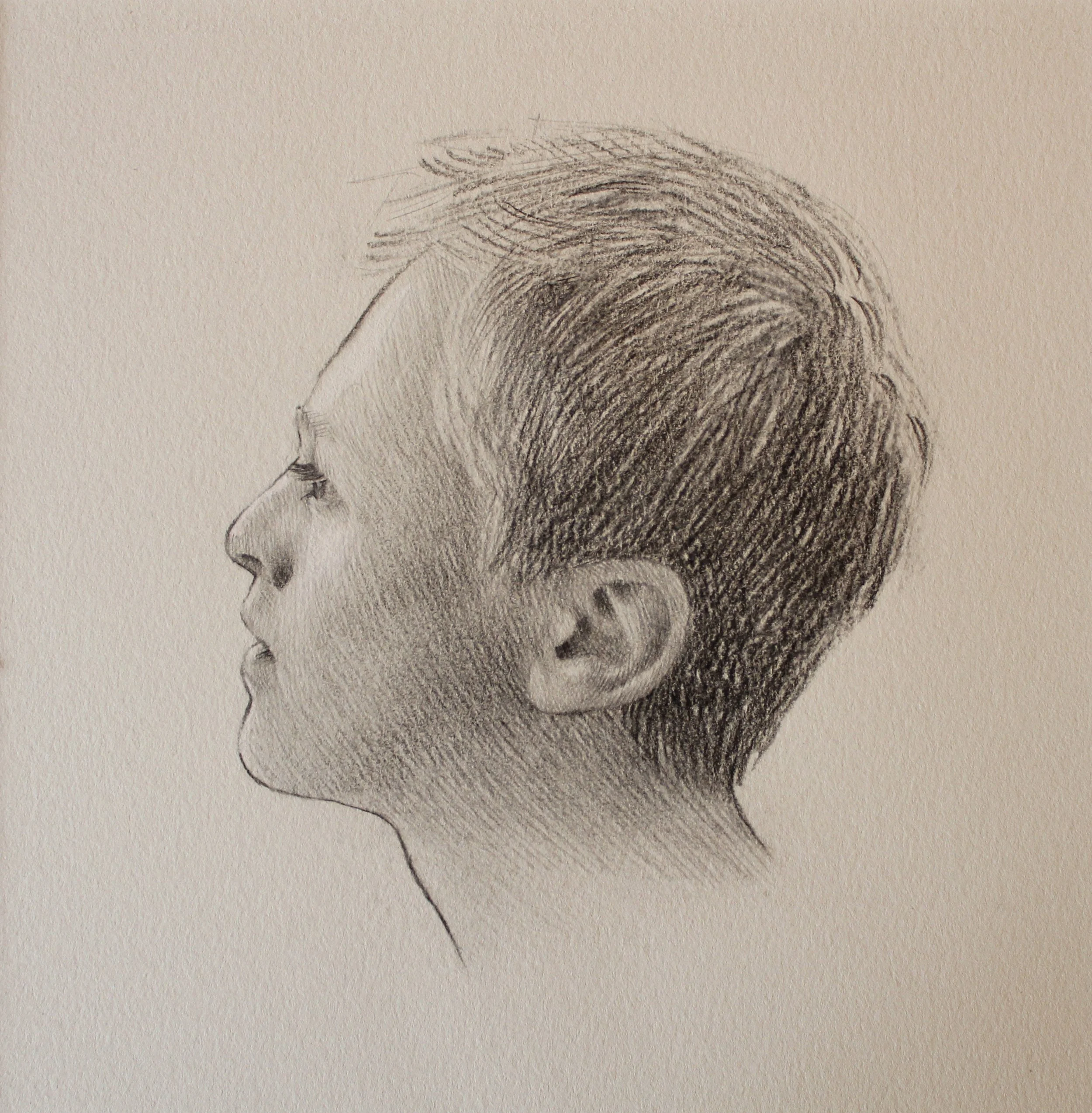 Gus  
7 x 7"  
Graphite and Charcoal on Nideggen paper  
Purchased through The Copley Society of Art by The Langham Hotel, Boston, for their permanent collection, 2021
