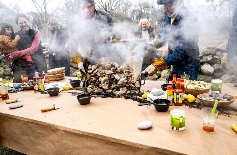 Playing with fire for @nytimes, @tmagazine & @theperfectshoppe this winter. #oysterroast #localfood #livefirecooking #gavinmclaughlinevents