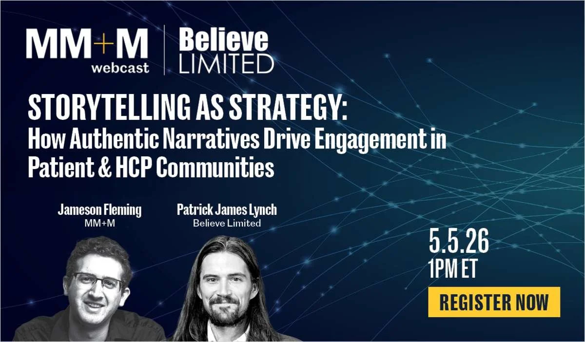 Believe Limited CEO Patrick James Lynch to Lead MM+M Webinar on Storytelling in Healthcare