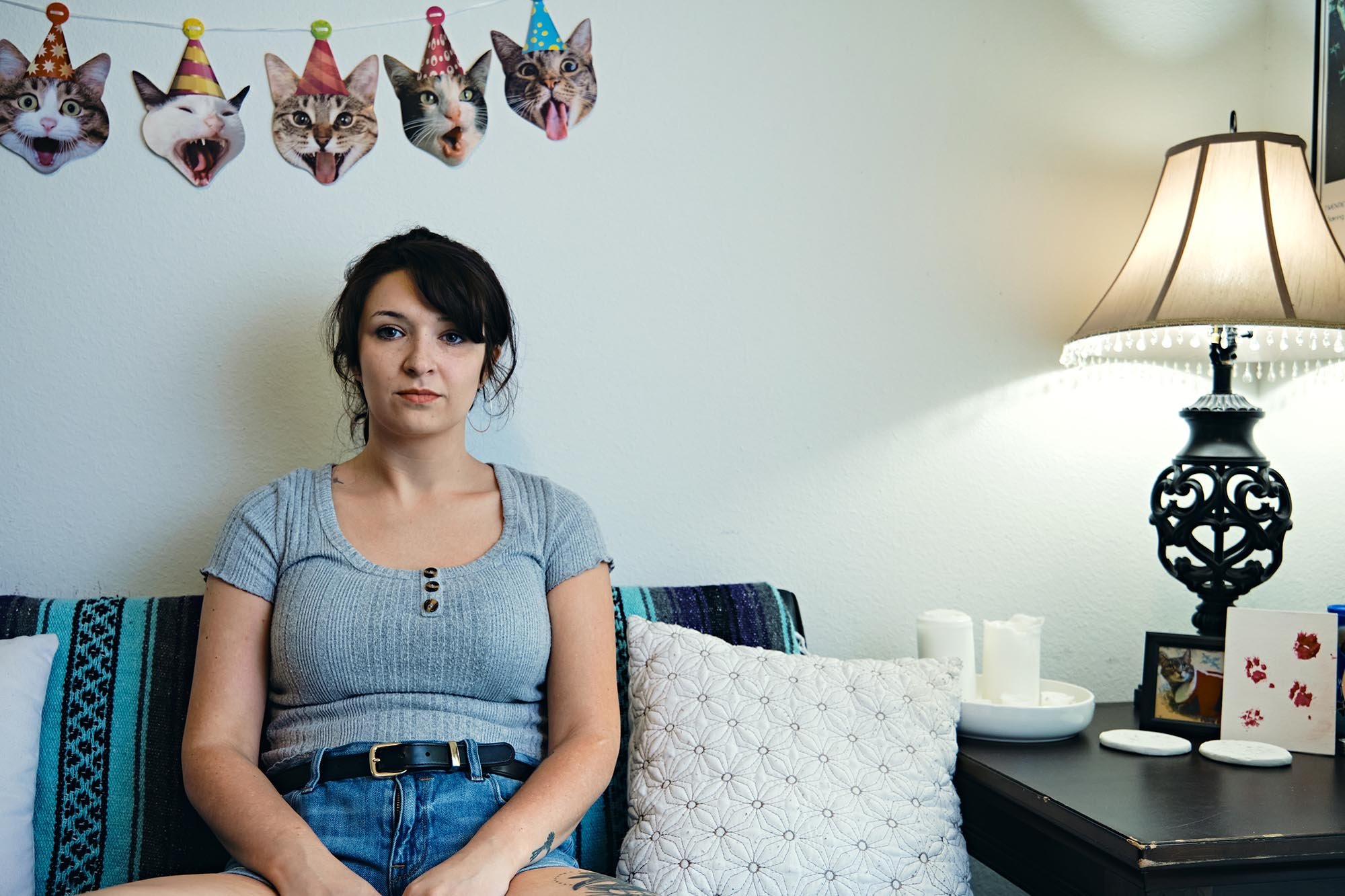 Sydney has a degree and a professional job but has to live in student housing apartments to afford rent.