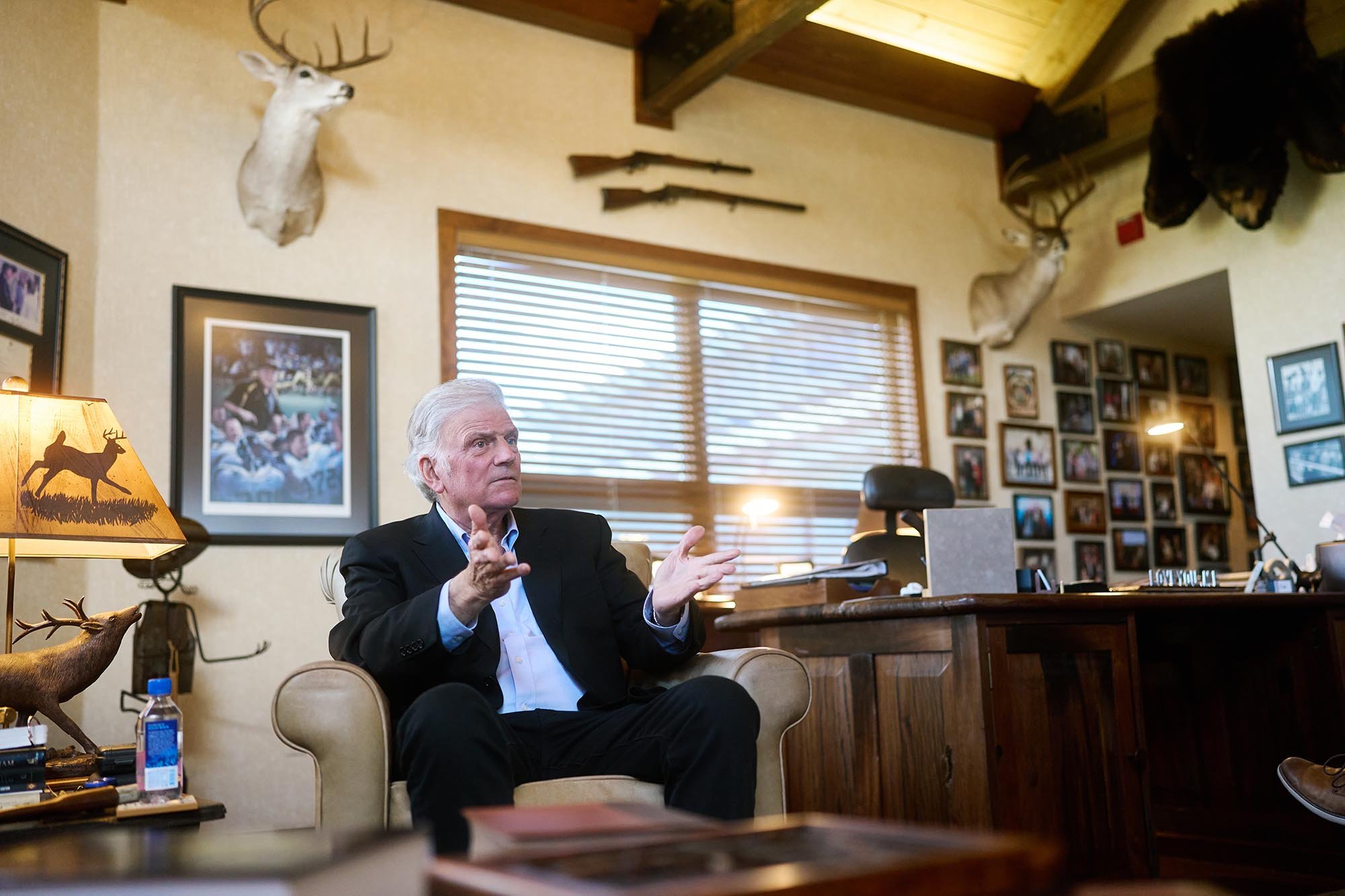 Evangelist Franklin Graham gives an interview in his office at the Samaritan's Purse in Boone, NC. (for The Times of London)