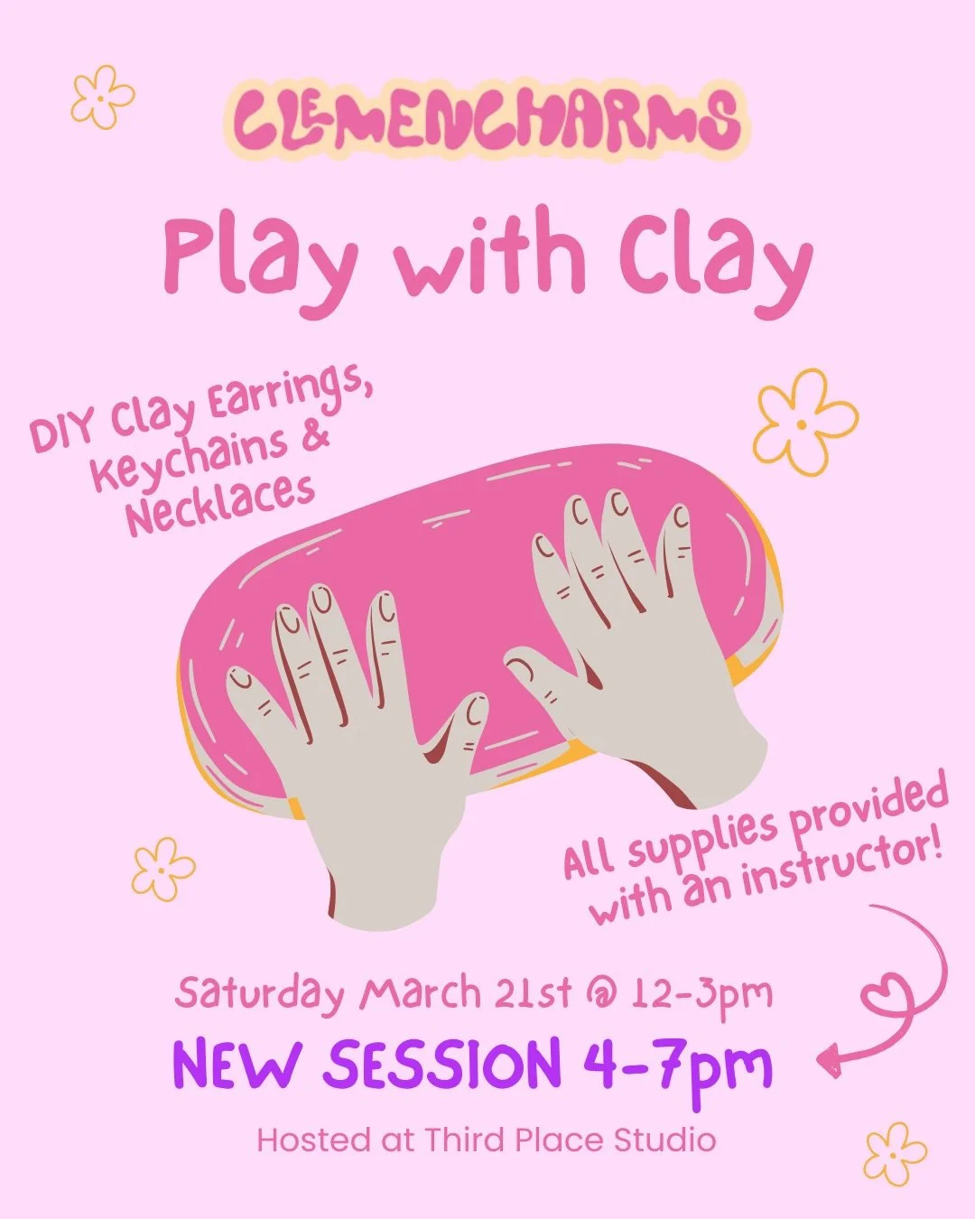 NEW SESSION ADDED &bull; March 21st from 4-7pm

Our afternoon session is selling quick! So we added a second session in the evening:)

Link in our bio to claim your spot 

🎟️ $35 for 1 person
🎟️ $60 for 2 people

&mdash;&mdash;

Clemencharms x Thir