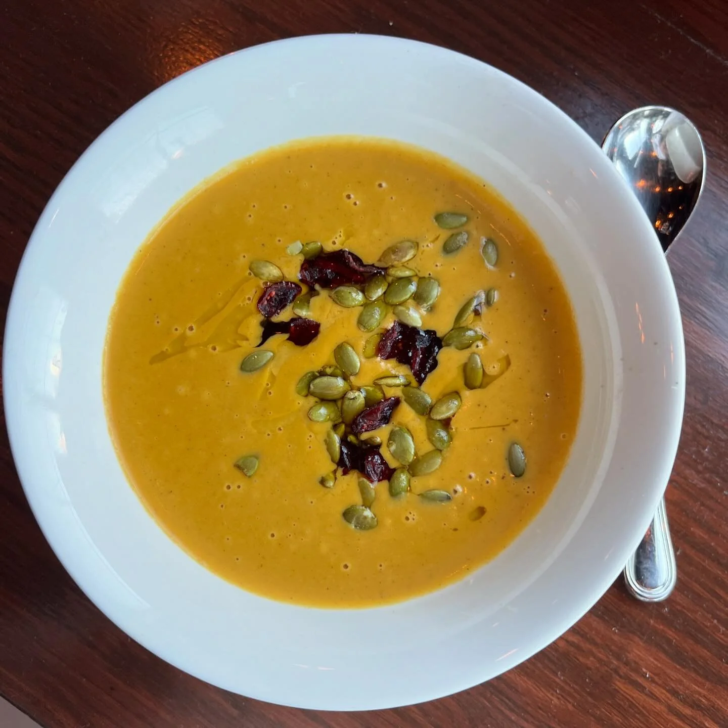 Butternut Squash, EVOO, Pepitas, Craisins

#soup #soupseason #soupszn