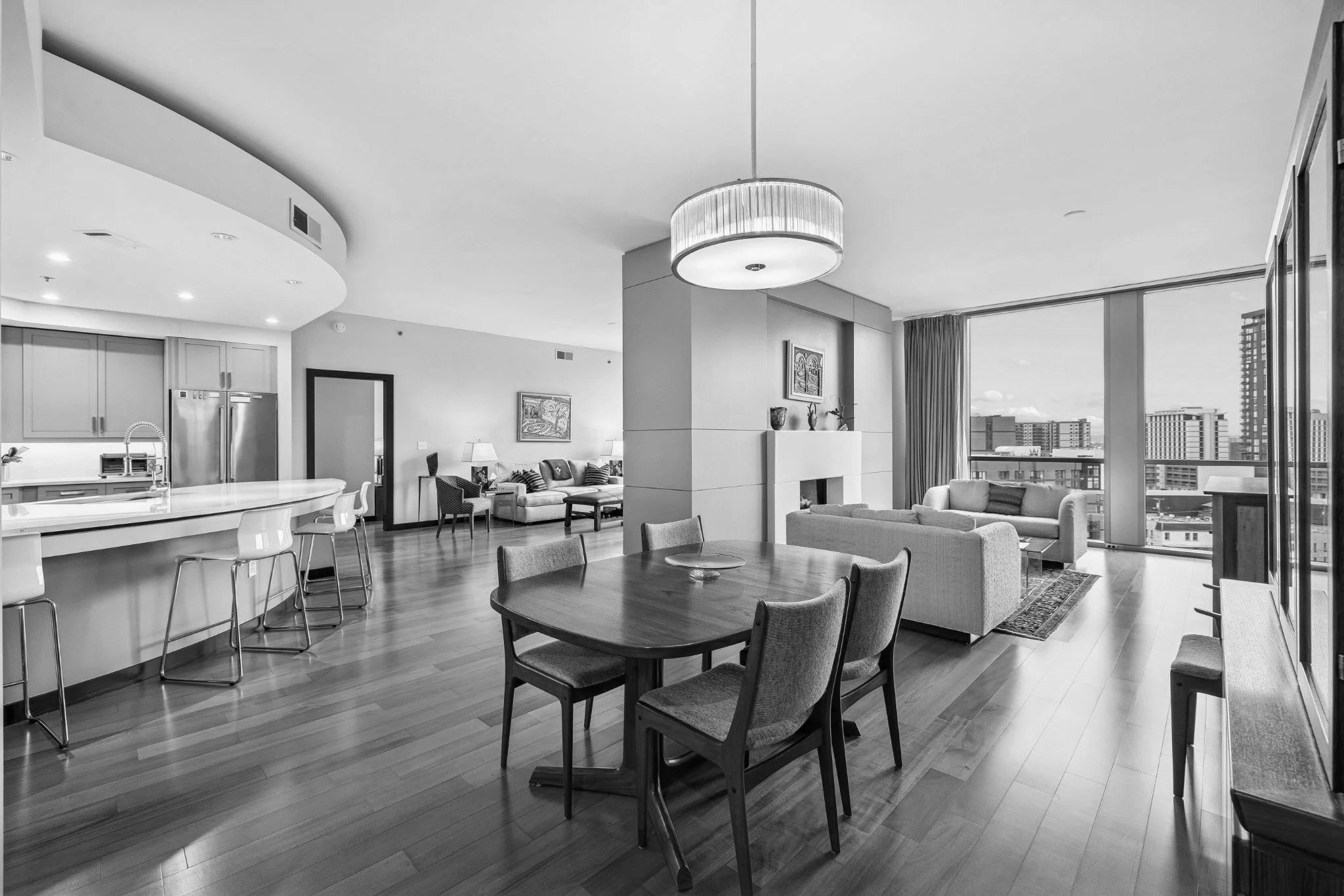 RECENTLY SOLD // $1,375,000 // 900 20th Ave S, #711, Nashville // One of The Adelicia’s rare combination residences: a 2-bedroom, 2.5-bath retreat with dual primary suites, dual balconies, a two-sided fireplace, and one of the building’s largest kitc