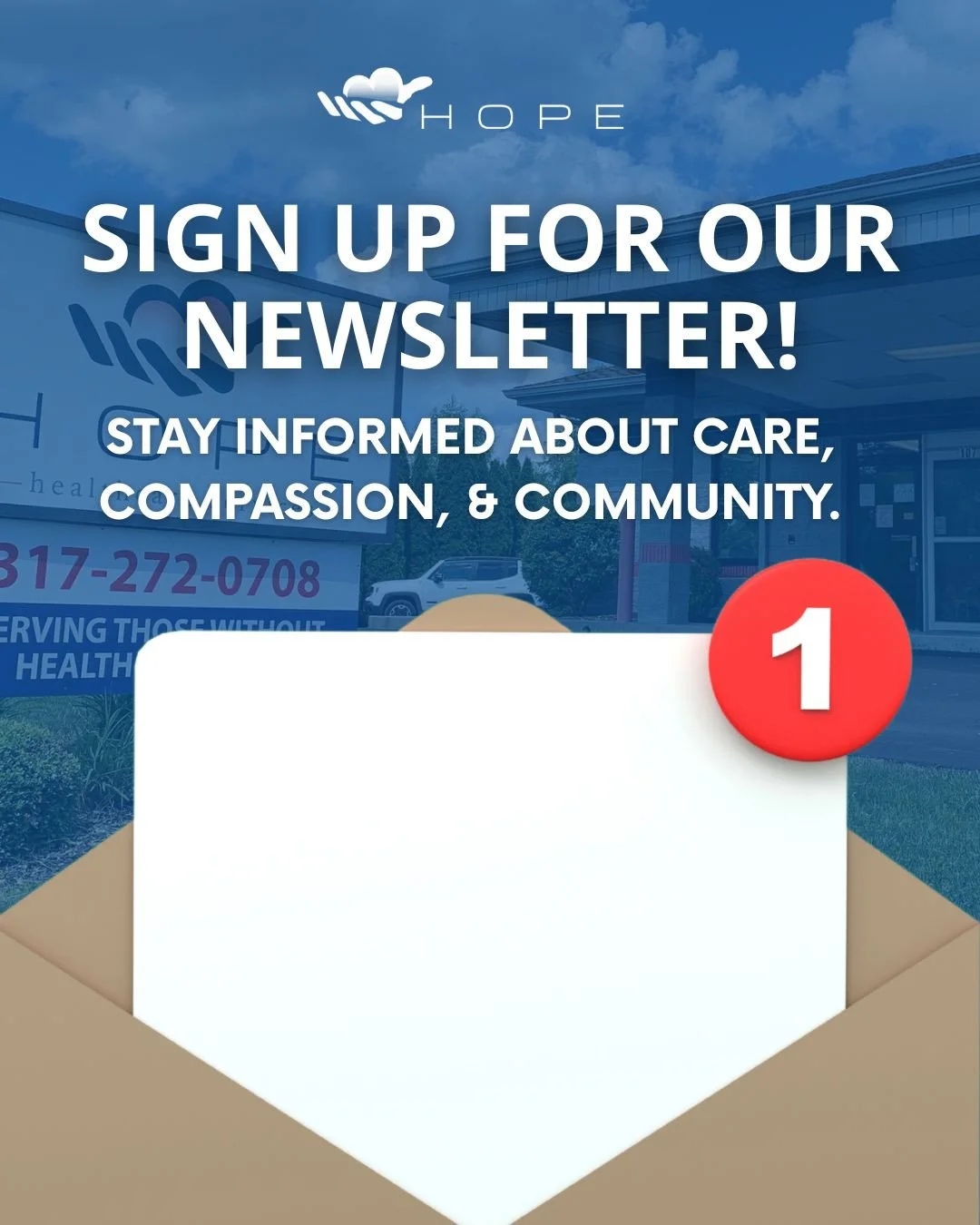 Want to stay connected to Hope Healthcare?⁠
Sign up for our newsletter to receive updates on patient care, community impact, upcoming events, and ways to get involved.⁠
Because compassion is better when it&rsquo;s shared. 💙