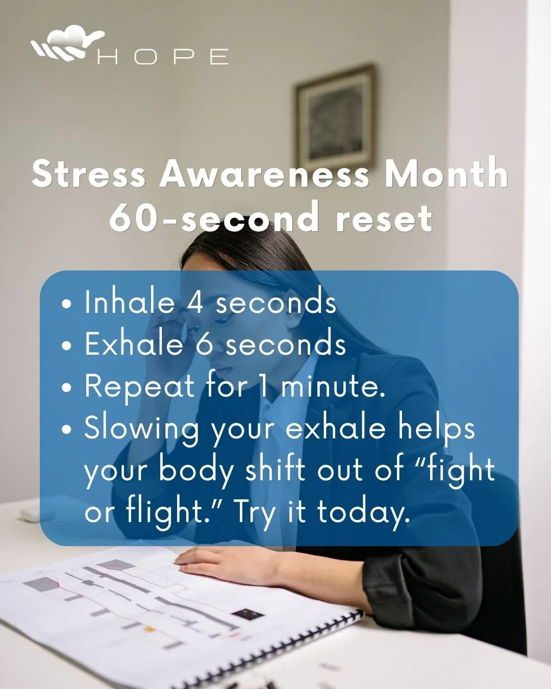 Stress doesn&rsquo;t always announce itself, it just shows up in your body 💛⁠
Try this quick reset: inhale 4 seconds, exhale 6 seconds, repeat for 1 minute.⁠
You deserve moments of calm, even on busy days.