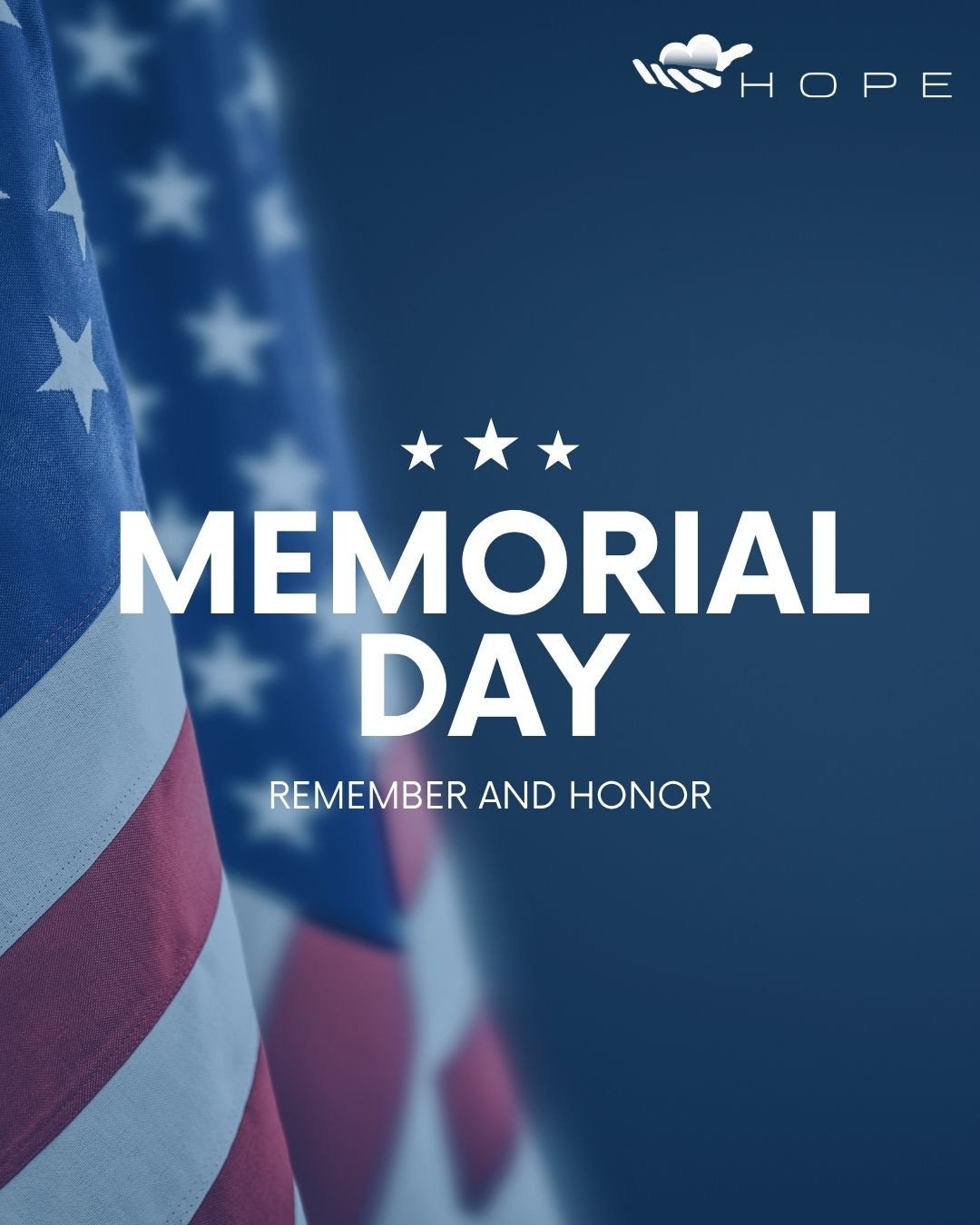 Today, we pause to remember and honor the brave men and women who gave their lives in service to our country. 🇺🇸 From all of us at Hope Healthcare, we wish you a meaningful Memorial Day.