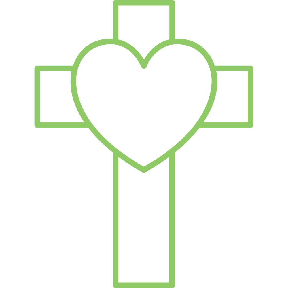 icon showing a heart in the center of a religious cross