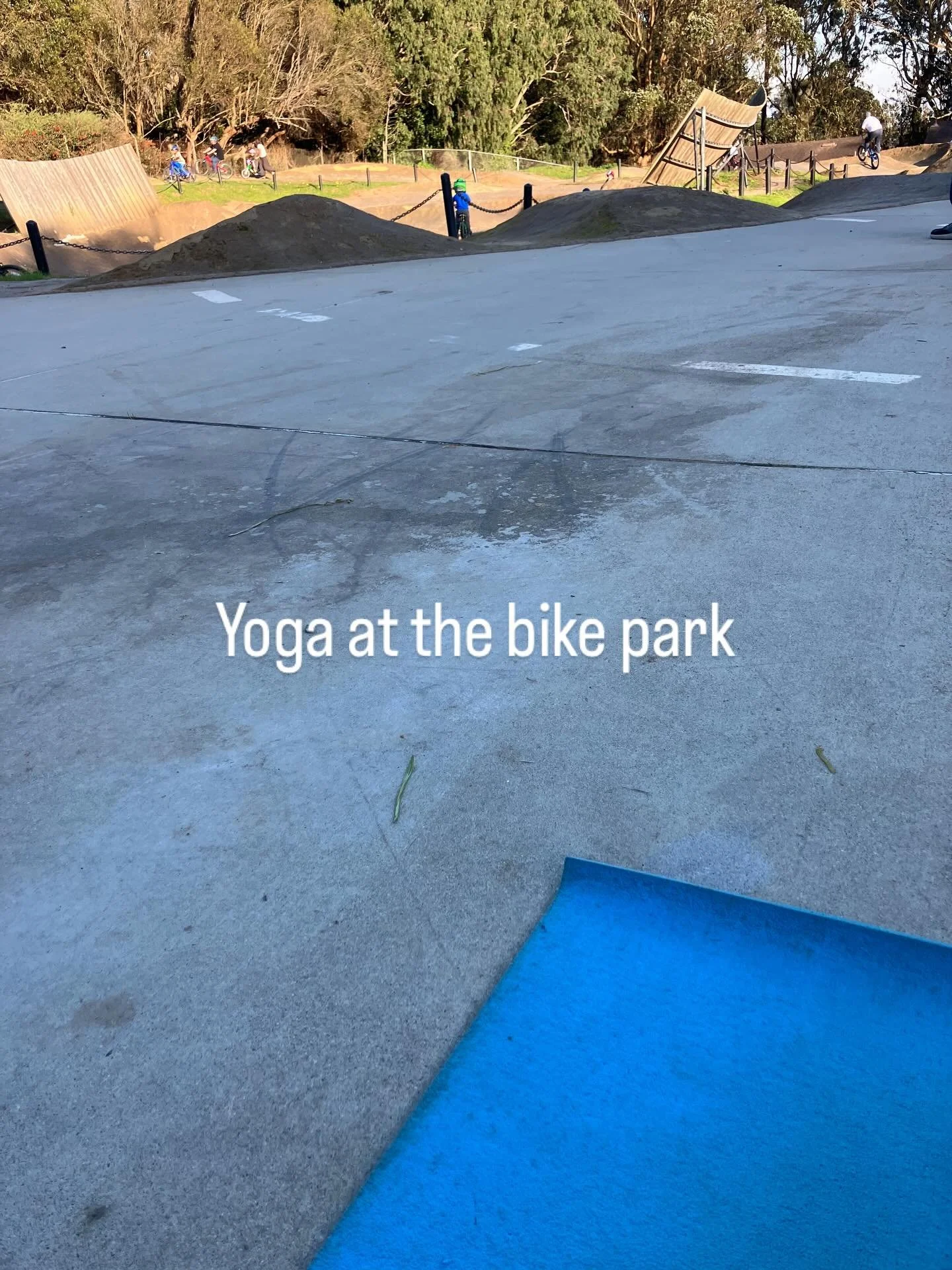 All about squeezing in some much needed self care, and this is where it can happen right now. At the bike park, while my older son is fully occupied and well regulated by this intense sensory experience.