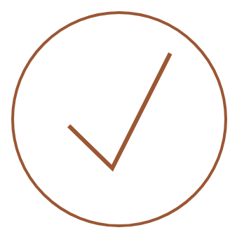 Brown check mark inside a circle