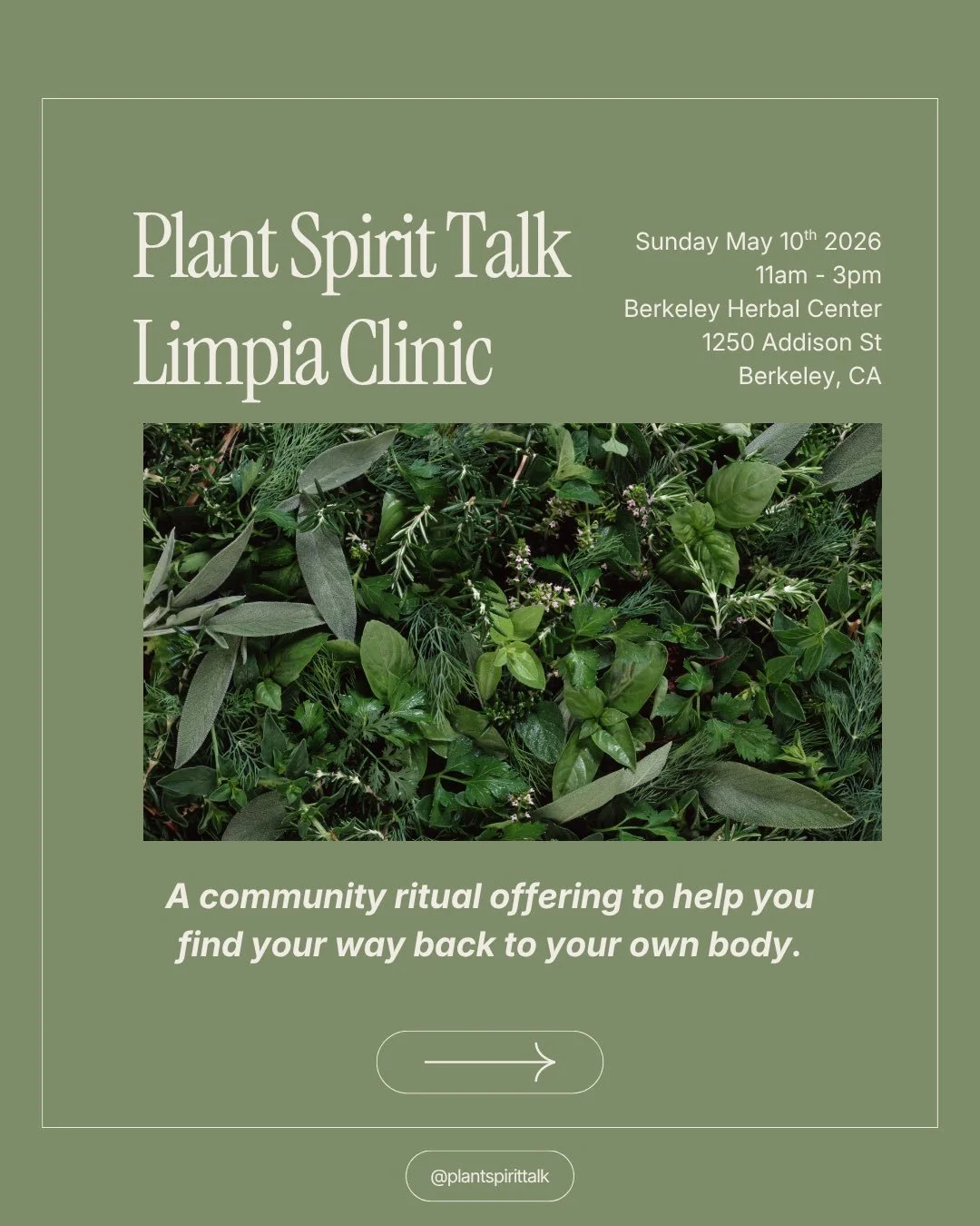 📣 Save the date! 

🌸 Mother&rsquo;s Day Limpia Clinic 🌸

🗓️ Sunday, May 10 &middot; 11am&ndash;3pm &middot; Berkeley Herbal Center

Mother&rsquo;s Day has a way of bringing up everything we may be carrying in our hearts and bodies: the love, the 