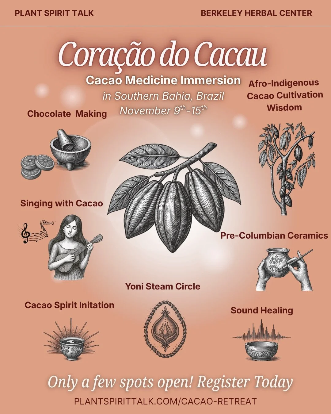 ❁CORA&Ccedil;&Atilde;O DO CACAU❁
Cacao Medicine Immersion in Southern Bahia, Brazil

This November, we gather in the heart of Southern Bahia for a full-immersion journey into the spirit and medicine of Cacao.

We are deeply honored and delighted to b