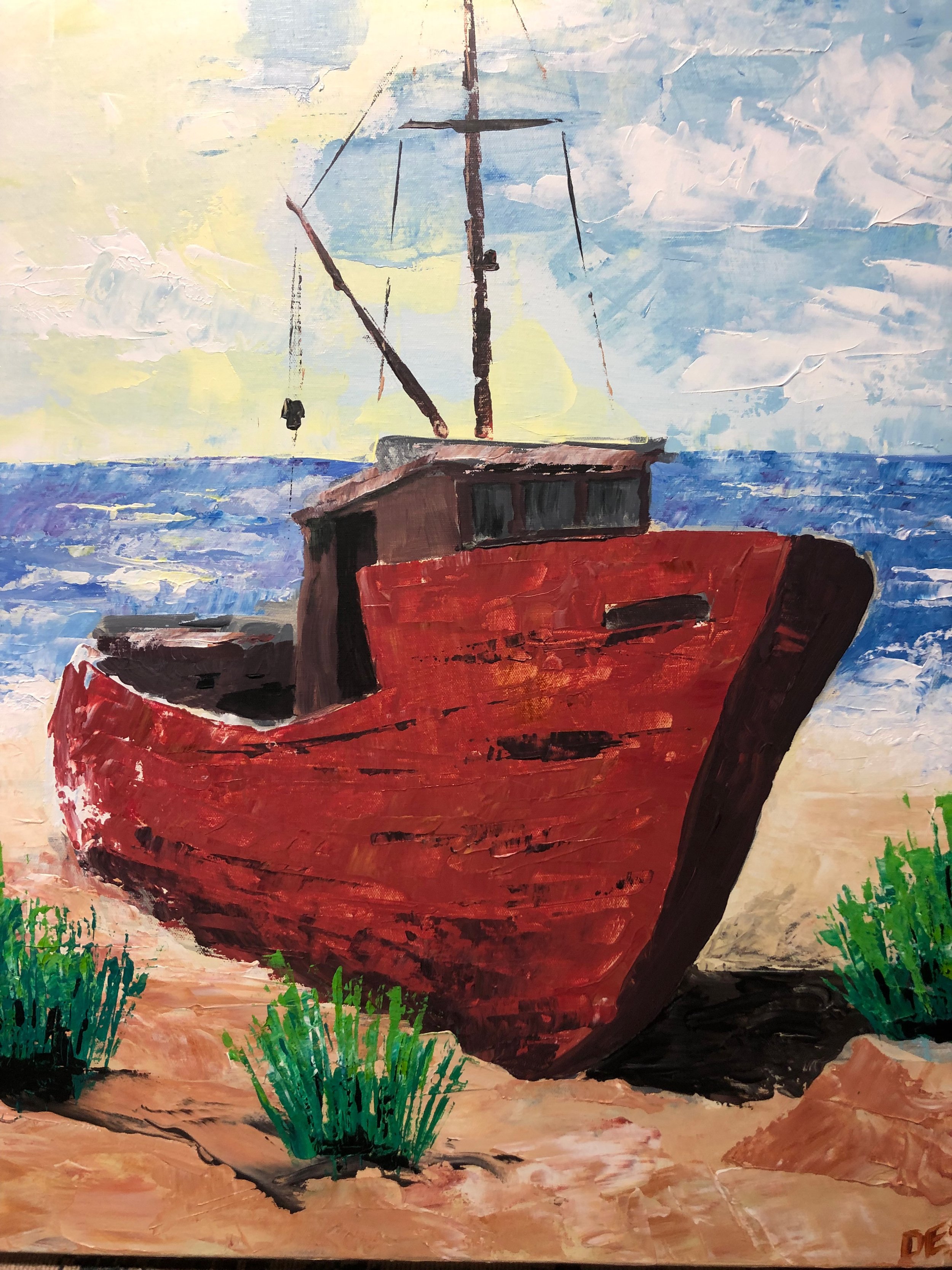Old trawler, seen better days.
Acrylic on canvas 28"H X 22"W