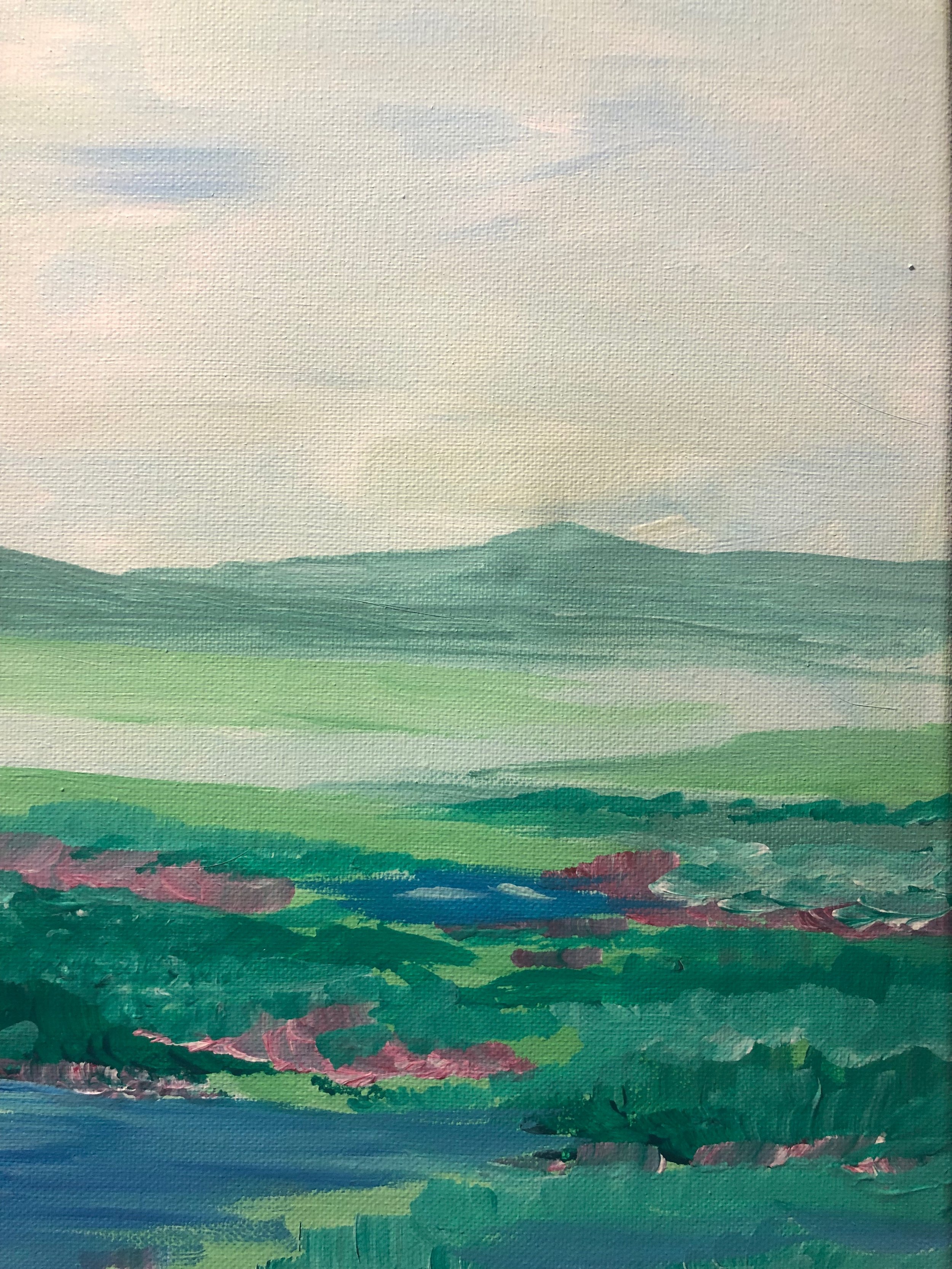 Wetlands/ mountains (small).
Acrylic on canvas 12"H X 9"W