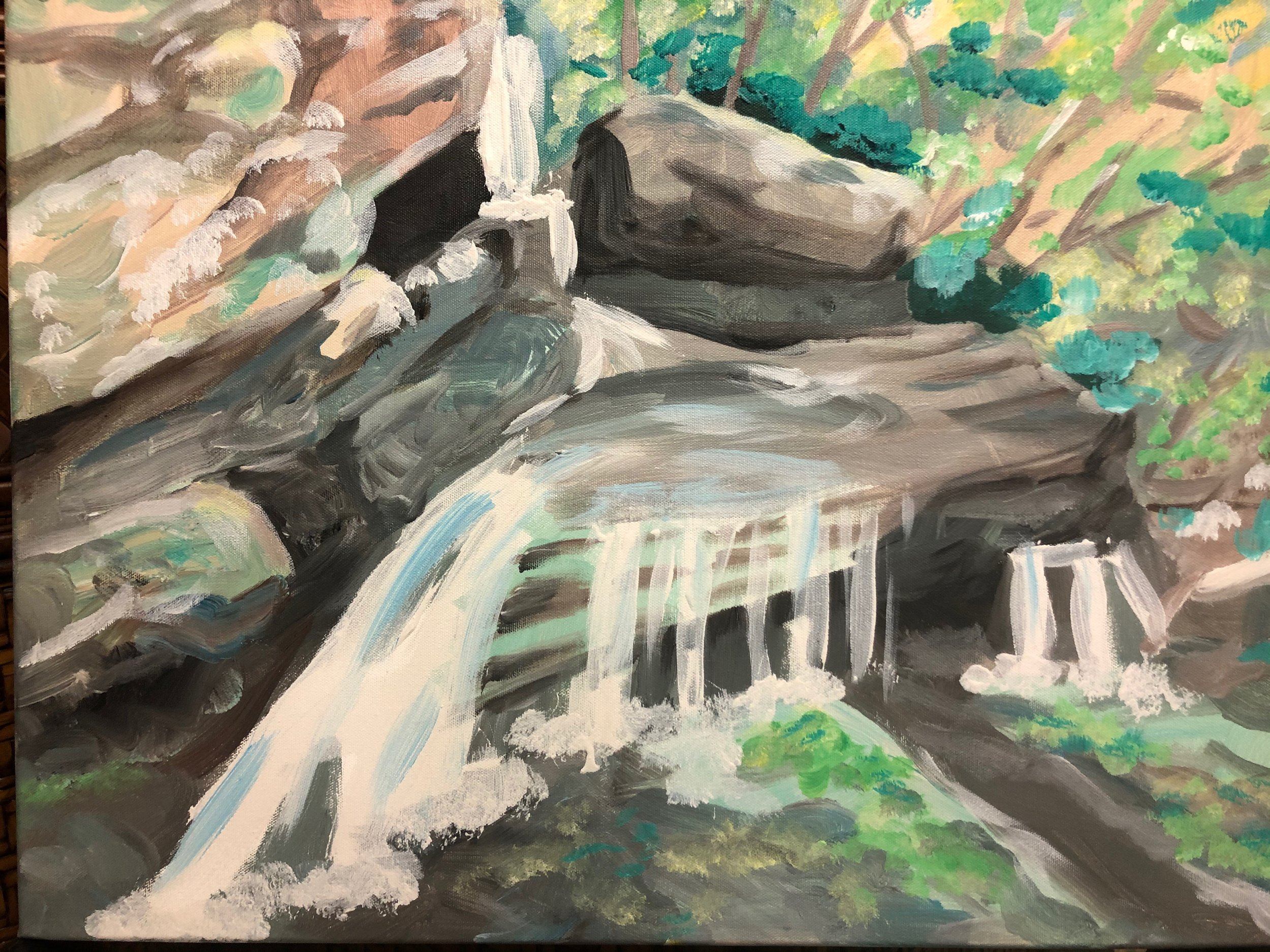 Pretty spot in the mountains. Acrylic on canvas.