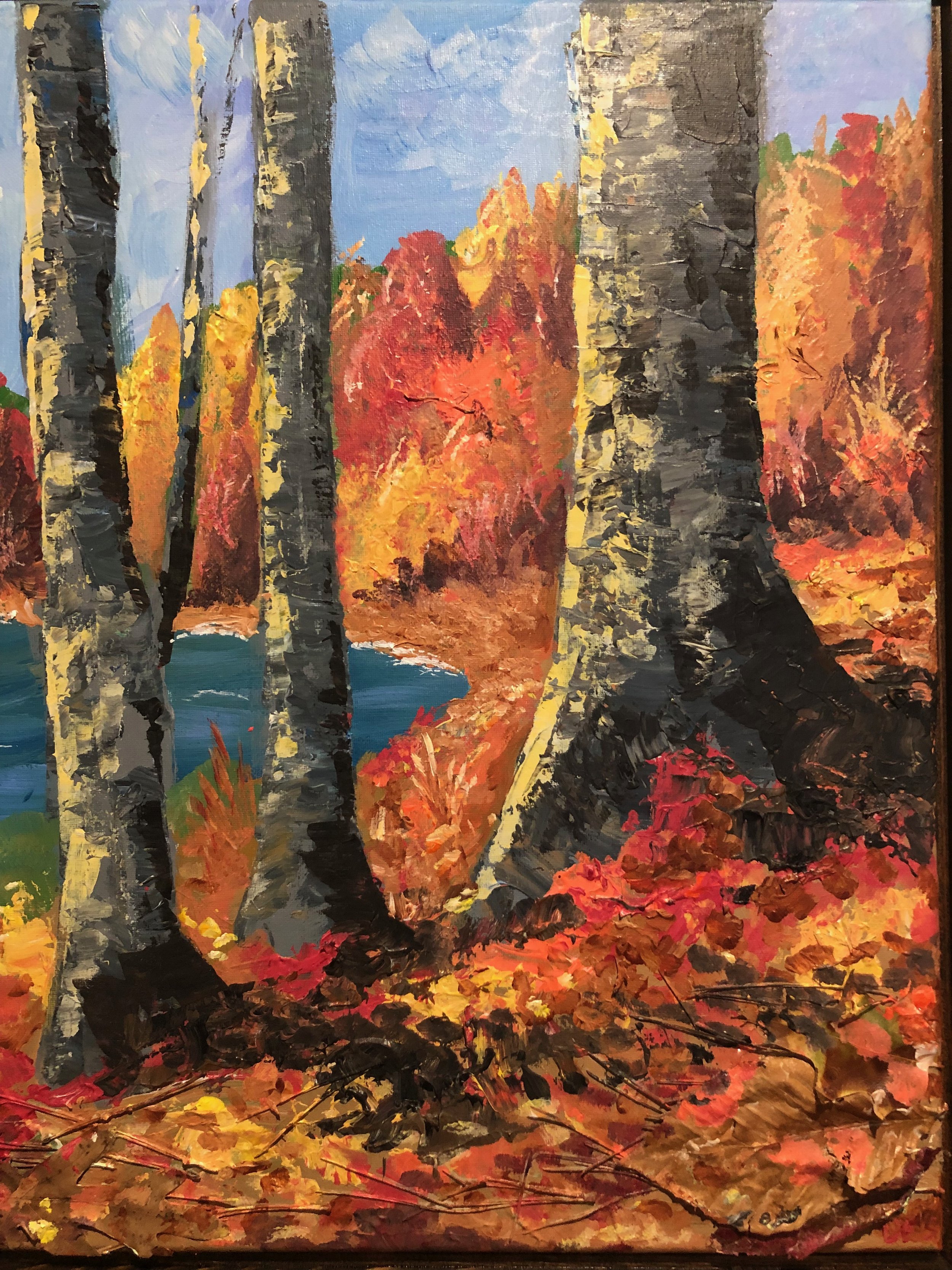 Lakeshore in Fall. Acrylic on canvas