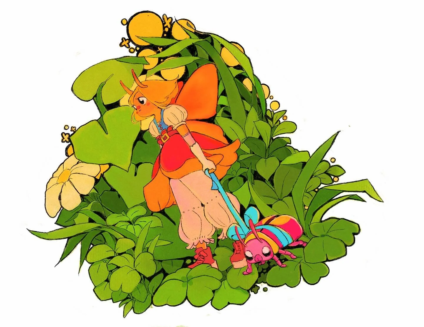 out for a stroll with the puppy✨⭐️🐛☘️ available as stickers and prints✨