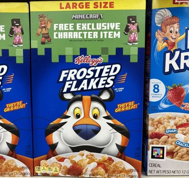 Blue Frosted Flakes cereal box