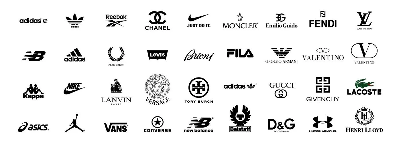 Collection of logos of footwear brands