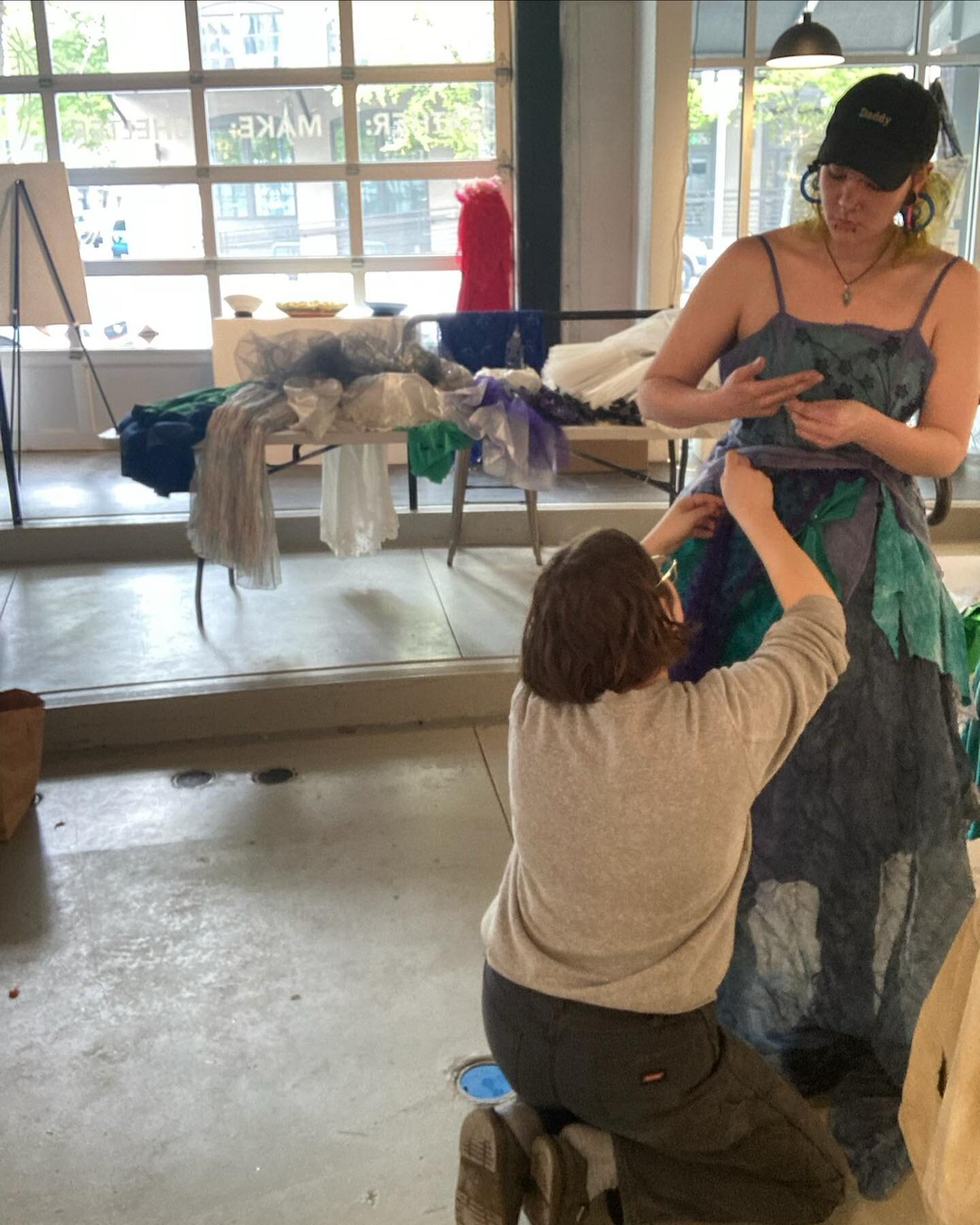 Working with Blue on the QA village/GMS fashion show. Coming to Pride NW this June. Picture by @smilesofplanetearth @gathermakeshelter #fashion #pnwartist #houselessartist #art #fashionshow #queerartist