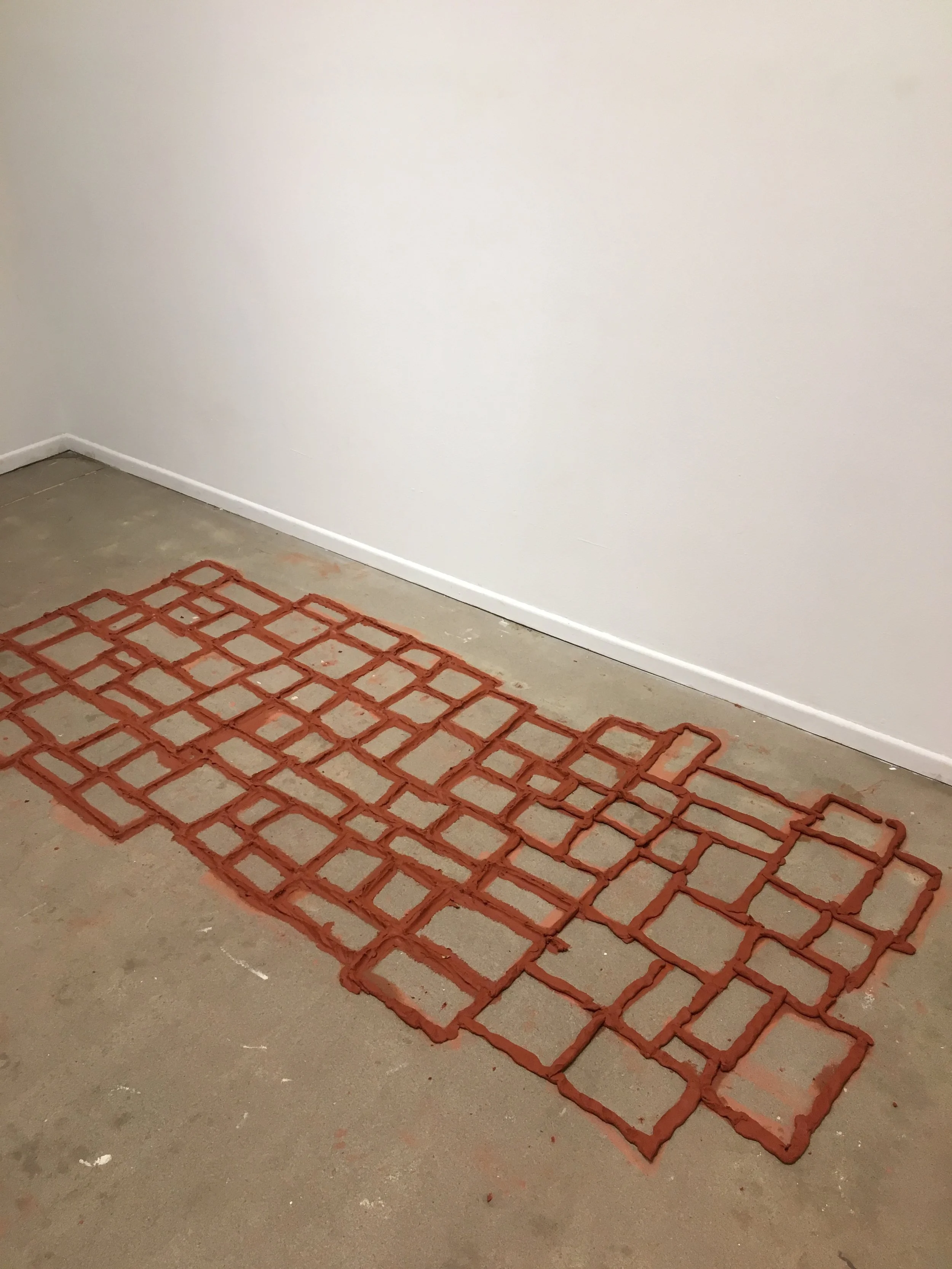 "Collaborative Clay Quilt" 2019, various unfired clay-bodies, dimensions vary, artists: Alicia Craft and Julia T. Roberts, Maddy Dubin
