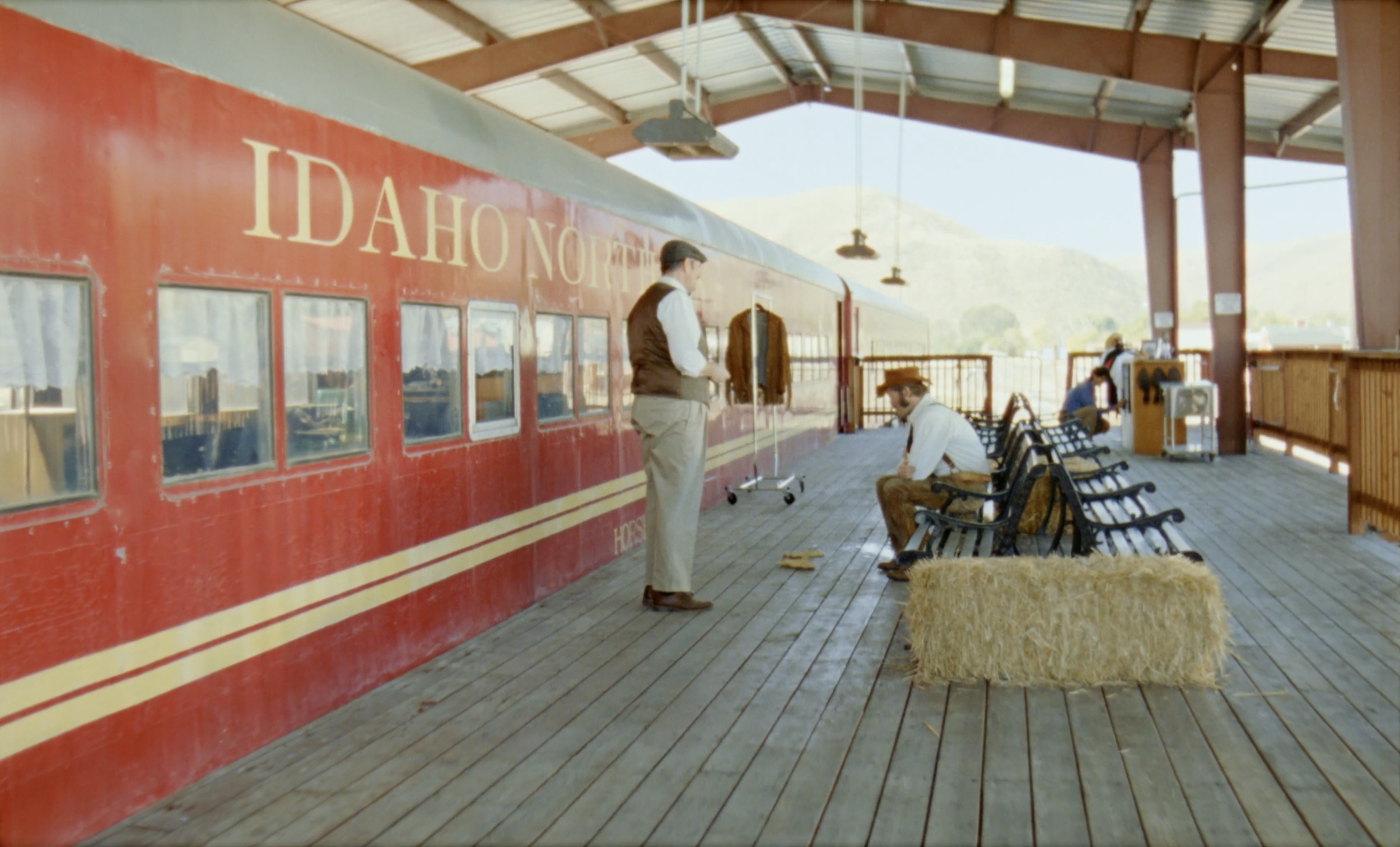 Wallace Riggs scolds re-enactor at Thunder Mountain Express