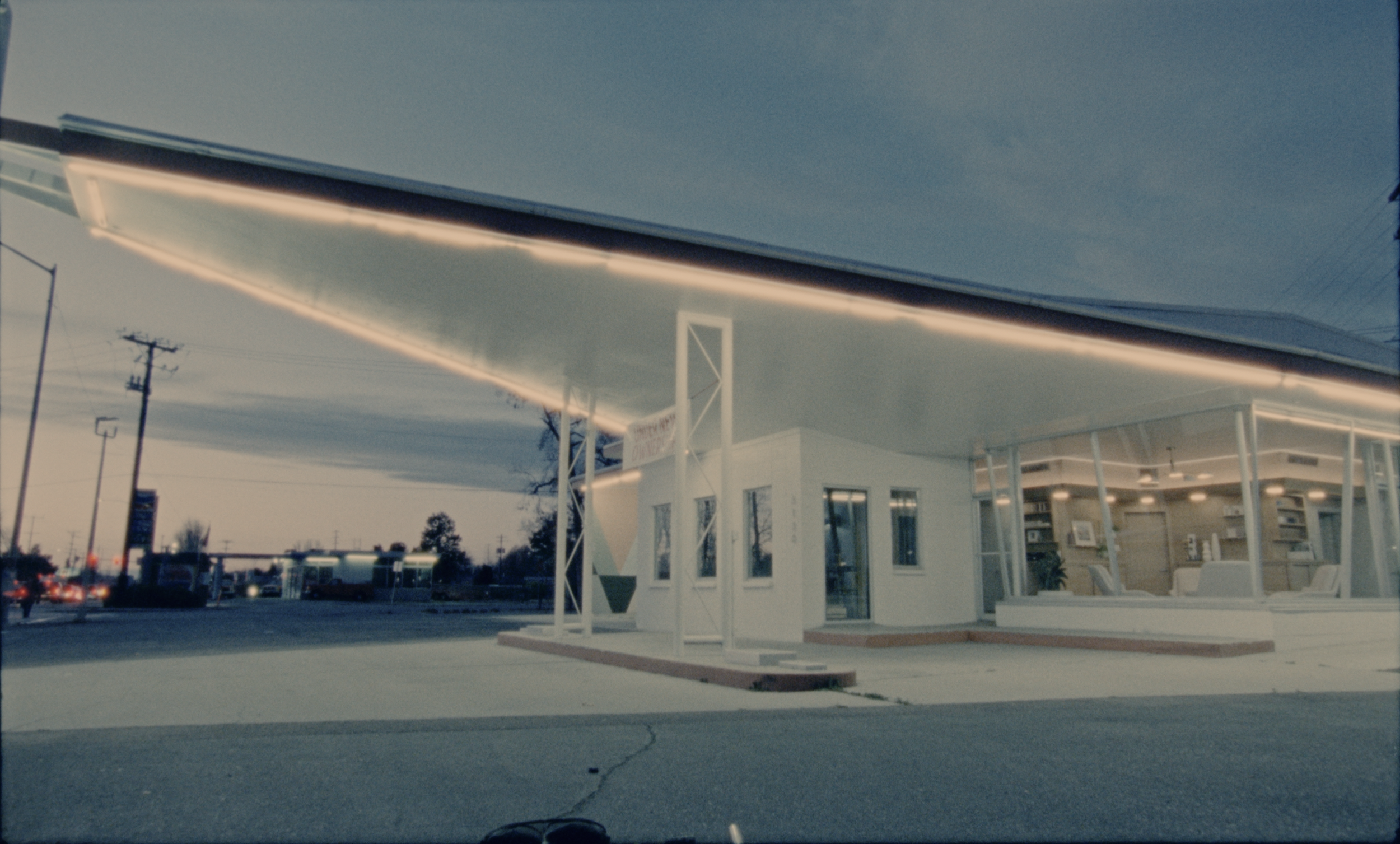 Once a gas station, now a high end retail showroom.