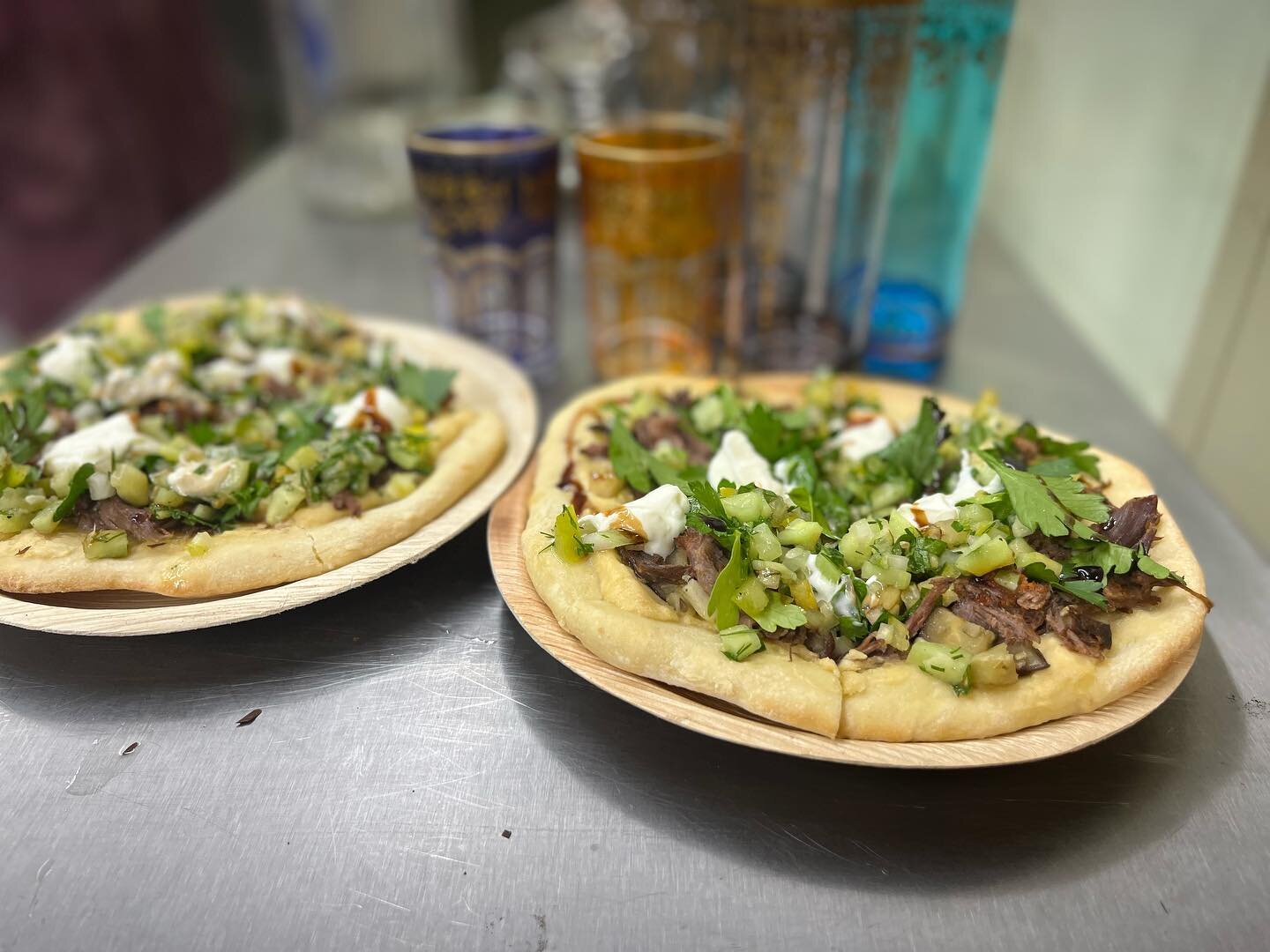 New menu item

Housemade pita
@ishawooa_mesa lamb
Hummus 
Cucumber tomatillo relish
Parsley
Labneh
Pomegranate molasses 
Eggplant 
&amp; whatever else Jakes decides to add (which changes daily)