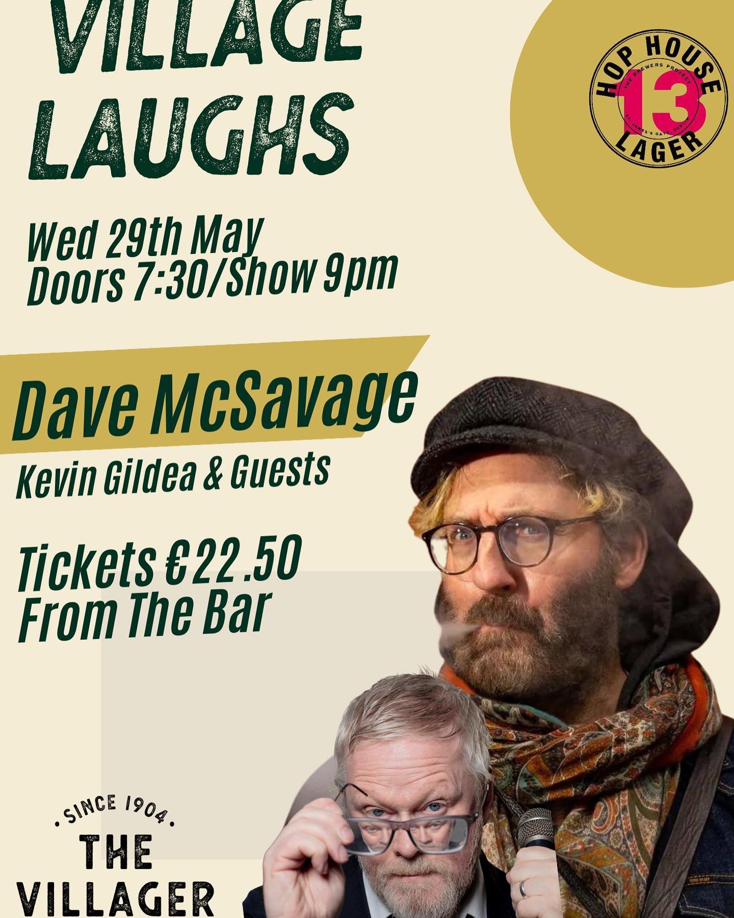 The gig that didn&rsquo;t happen, is now happening!!!! This day 3 weeks @therealdavidmcsavage will make his way to the Villager stage! Tickets on sale from today. They sold out in 48 hours last time, so don&rsquo;t delay! Get down, get some tickets a