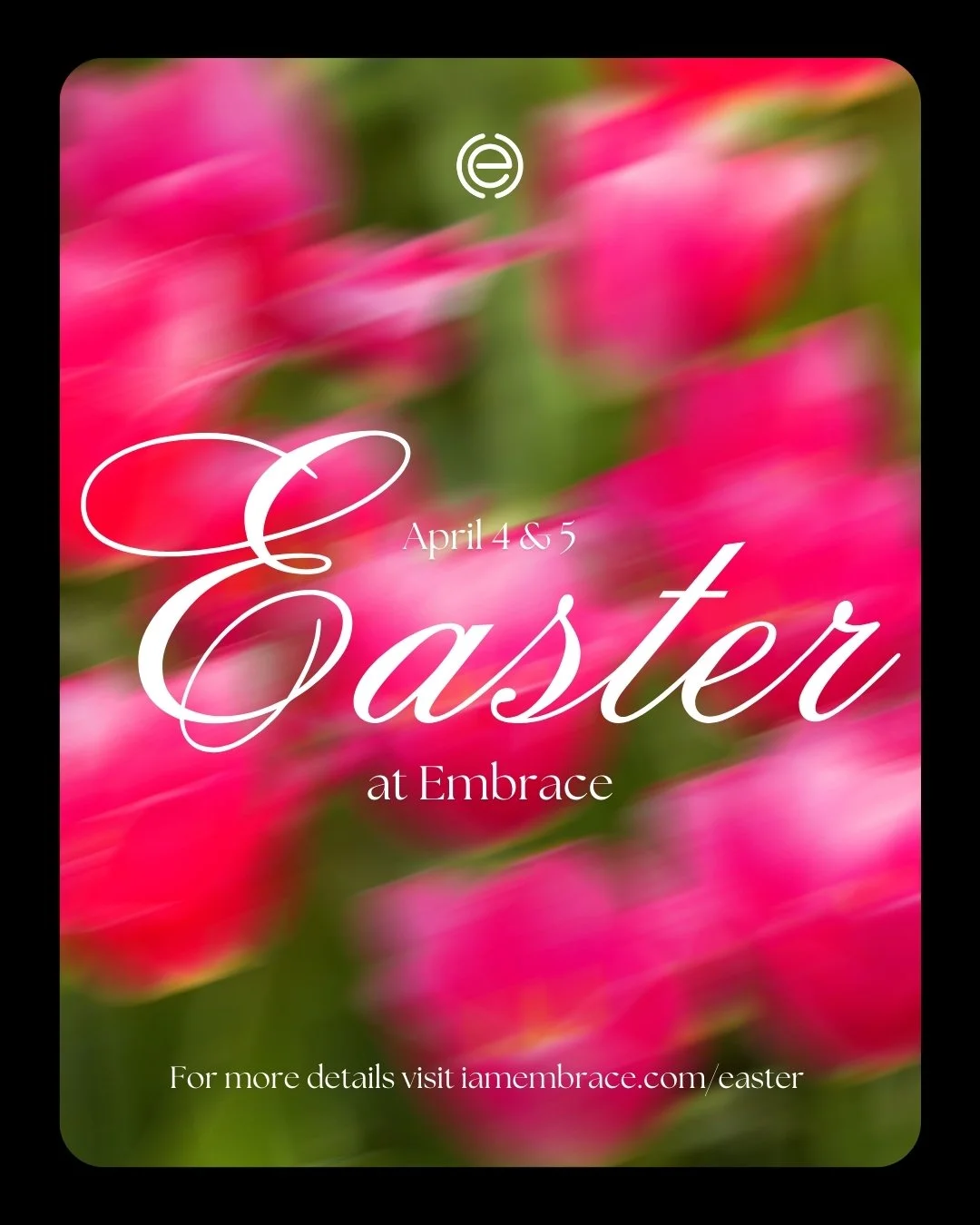 We&rsquo;re so excited to celebrate Easter with all of you! Grab an Easter family photo before the service, we&rsquo;ll sing worship songs, and hear a powerful Easter message from Adam. 

If you&rsquo;d like to celebrate Easter a day early, visit any