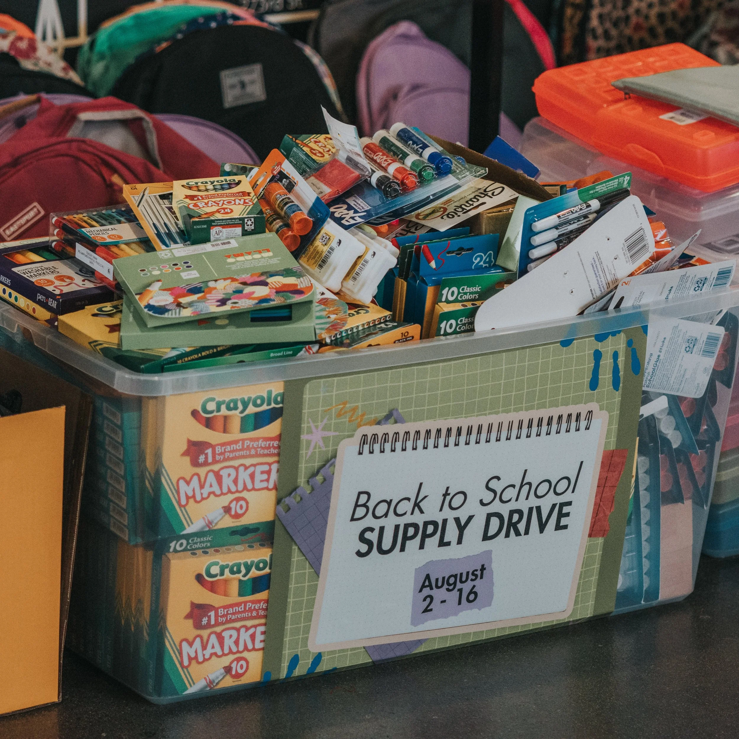 Need a helping hand getting ready for school?🎒✏️ 

Stop by any of our campuses to pick up free school supplies for your family this Sunday, August 16 from 4-6 pm. 

Tell a friend!