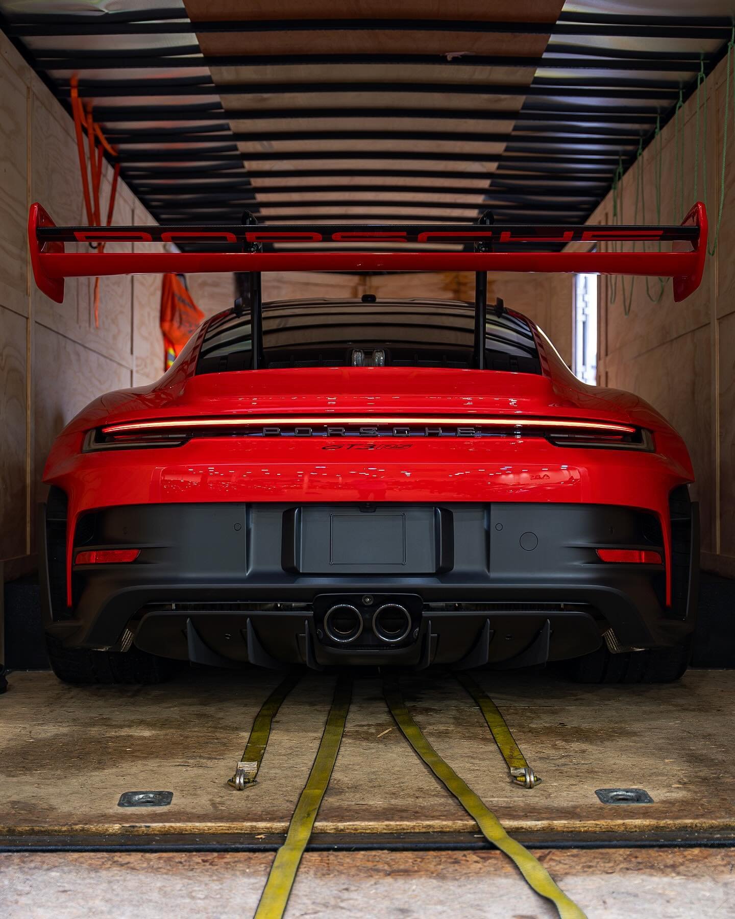 Delivery Day for another Guards Red 992 Porsche GT3RS 💂🔥 Leaving our shop protected with Full Front End PPF before even hitting the road 🤌
.
Tags: #porschegt3rs #porscheclassic #porscheclub #gt3rs #porschegt3 #porschelife #carsofinstagram #guardsr