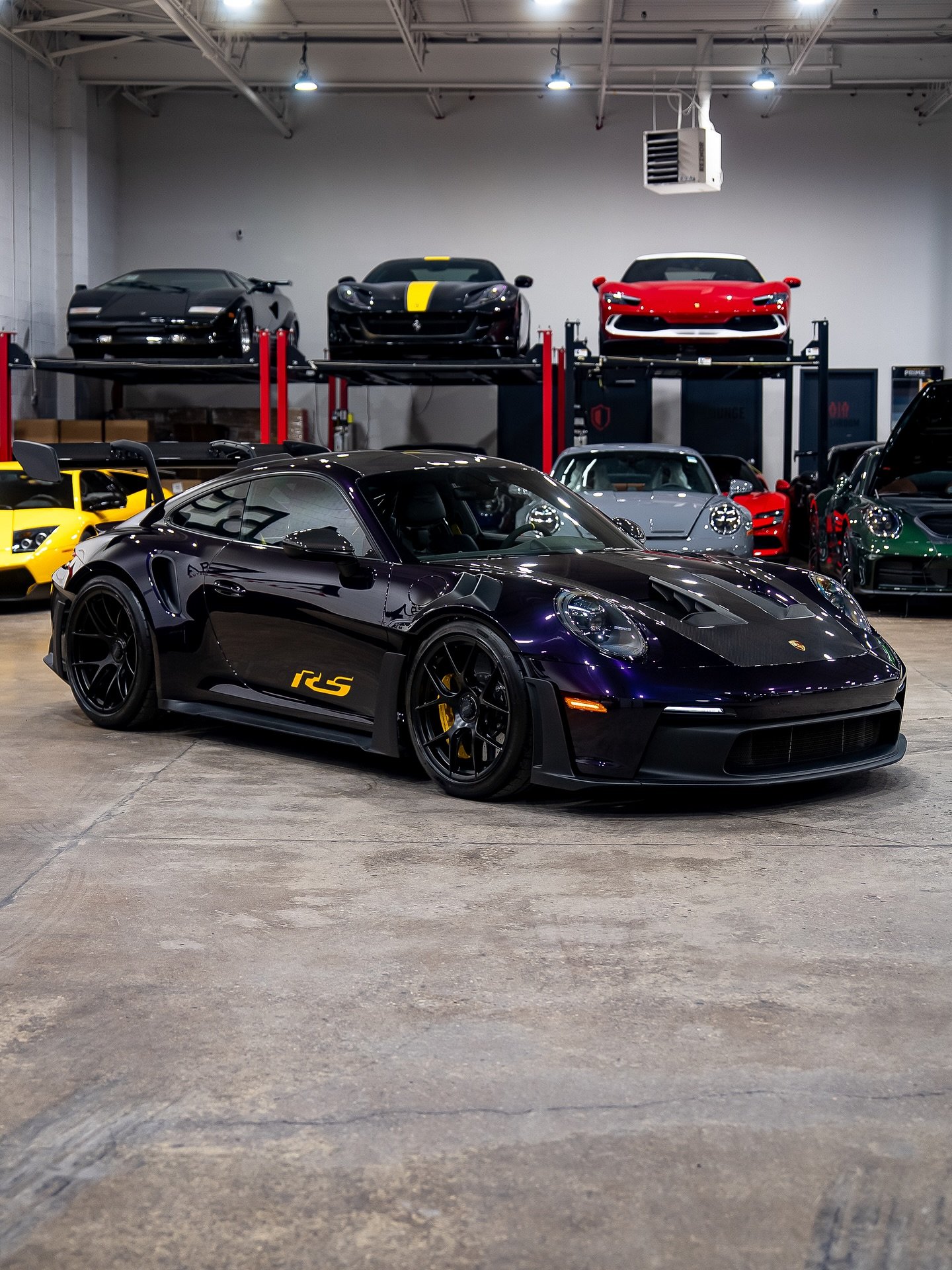 From a stock white GT3 RS, to this 🔥 Porsche Paint-To-Sample Amethyst Black CPPF wrapped from top to bottom including door jambs &amp; door sills for both protection and the client&rsquo;s desired PTS colour. Topped off with some OEM+ modifications;