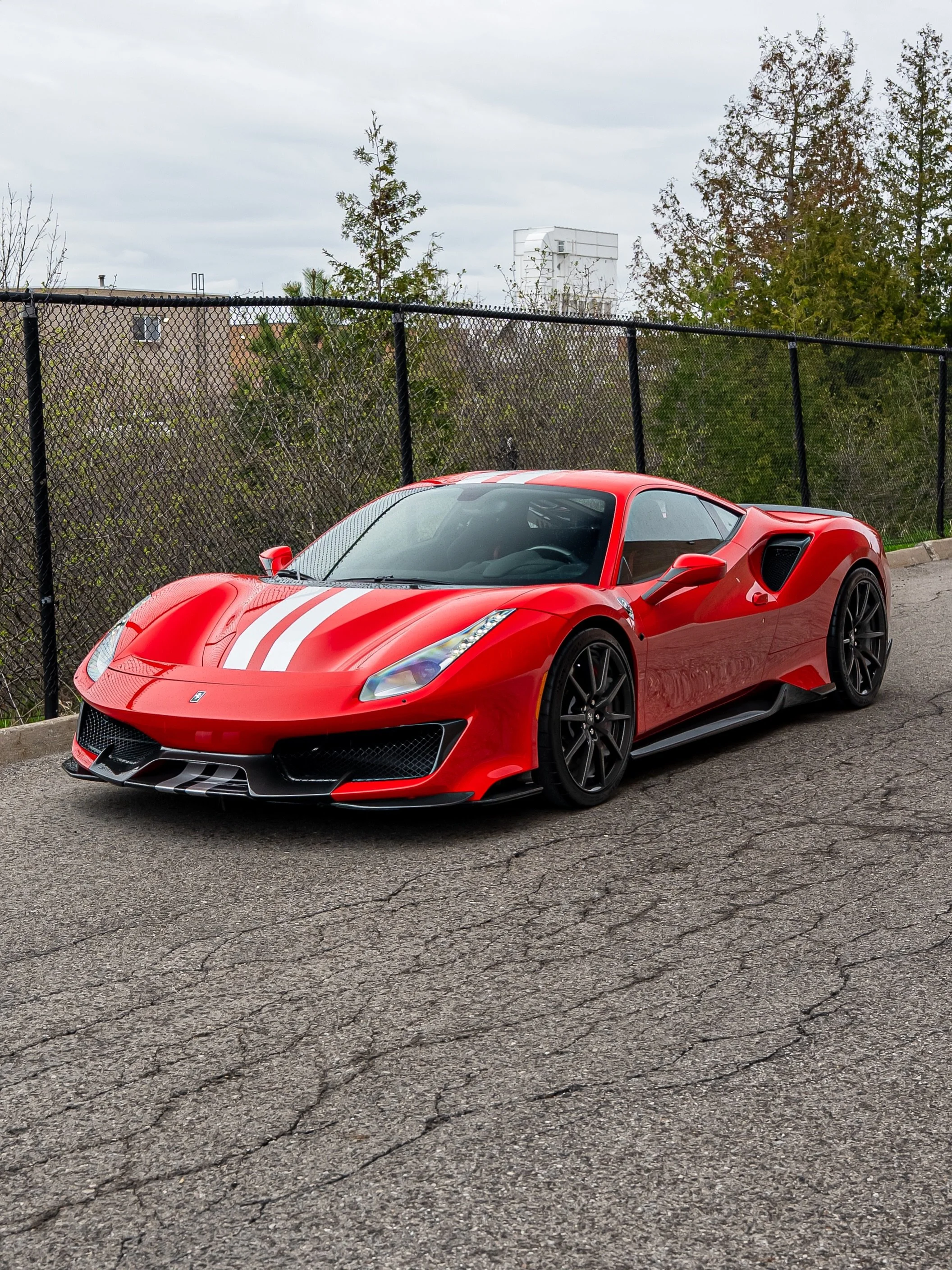 A track weapon needs track essentials 🔥 This Ferrari 488 Pista had windshield protection film installed which is a must for track-use. With track cars being exposed to much more rocks &amp; debris thrown up by sticky high-grip tires, this helps redu
