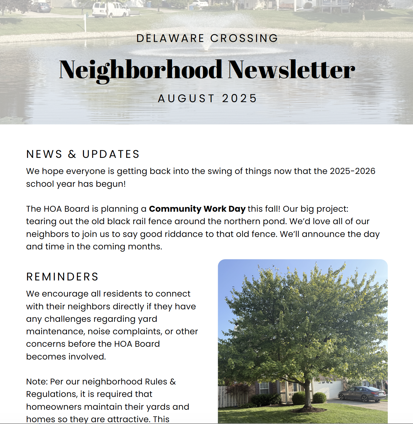 Neighborhood Newsletter Q3 2025