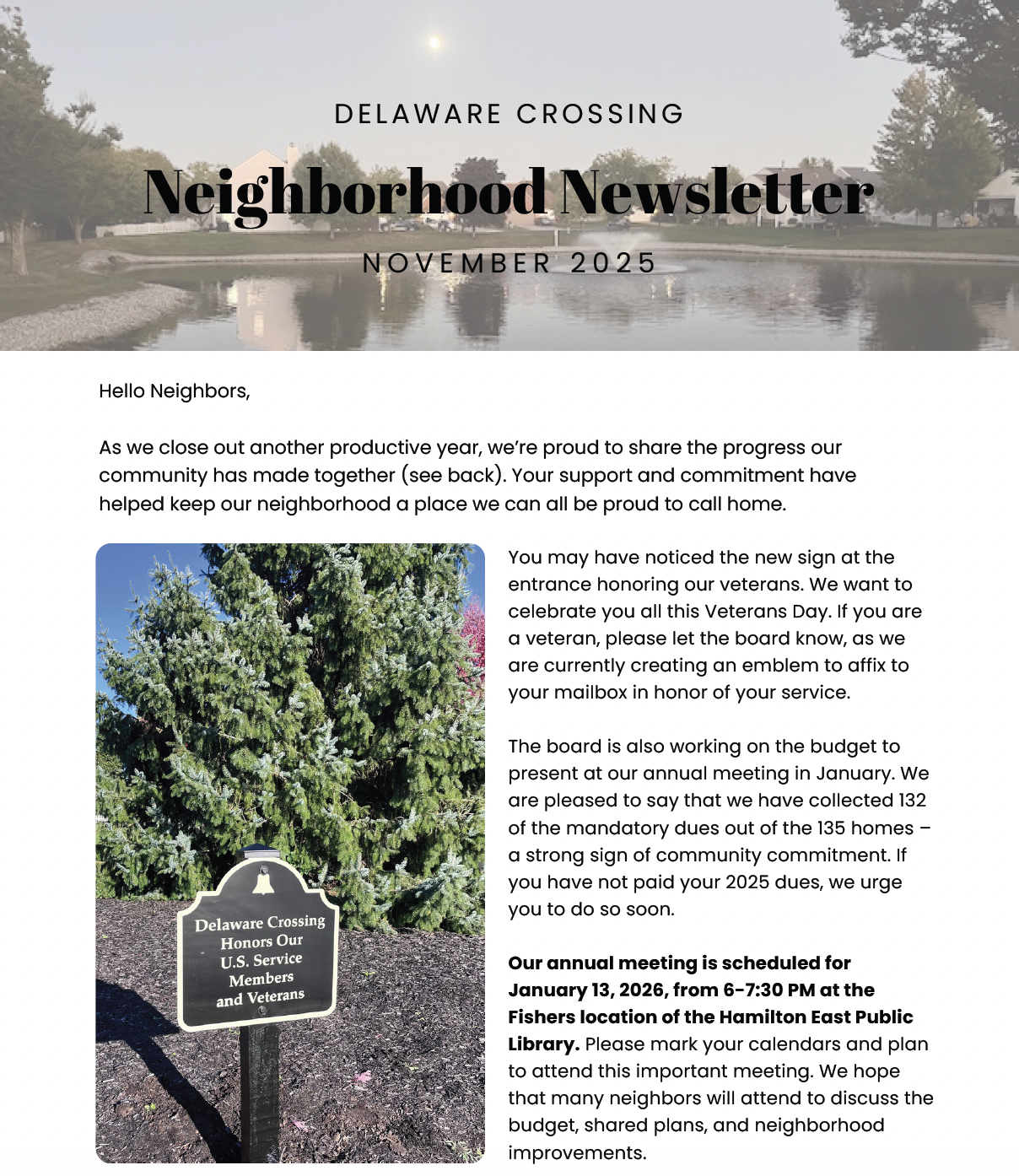 Neighborhood Newsletter Q4 2025