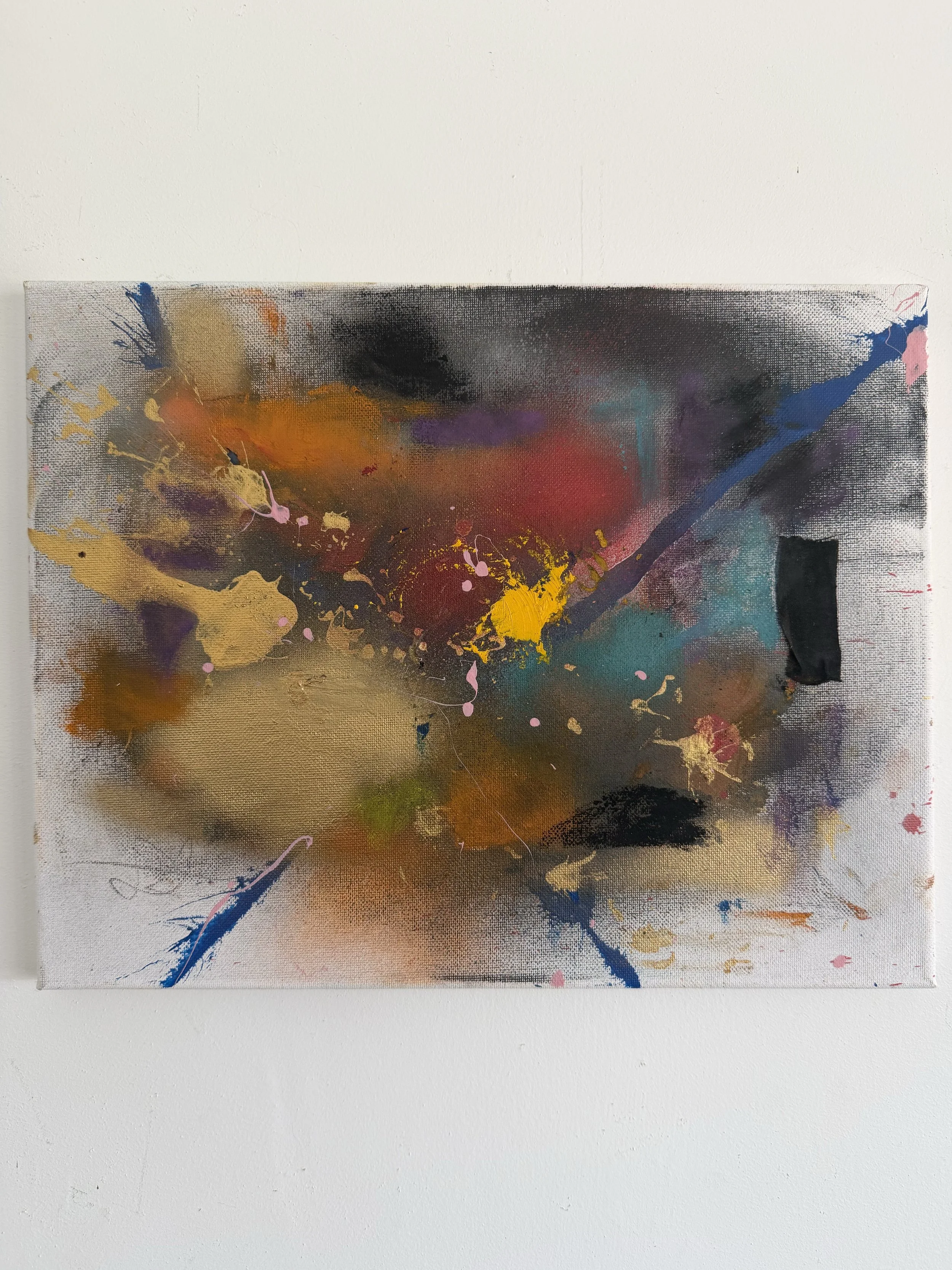 “Argo” 14x11in (oil, acrylic, spray paint, and charcoal pencil) on canvas - $475