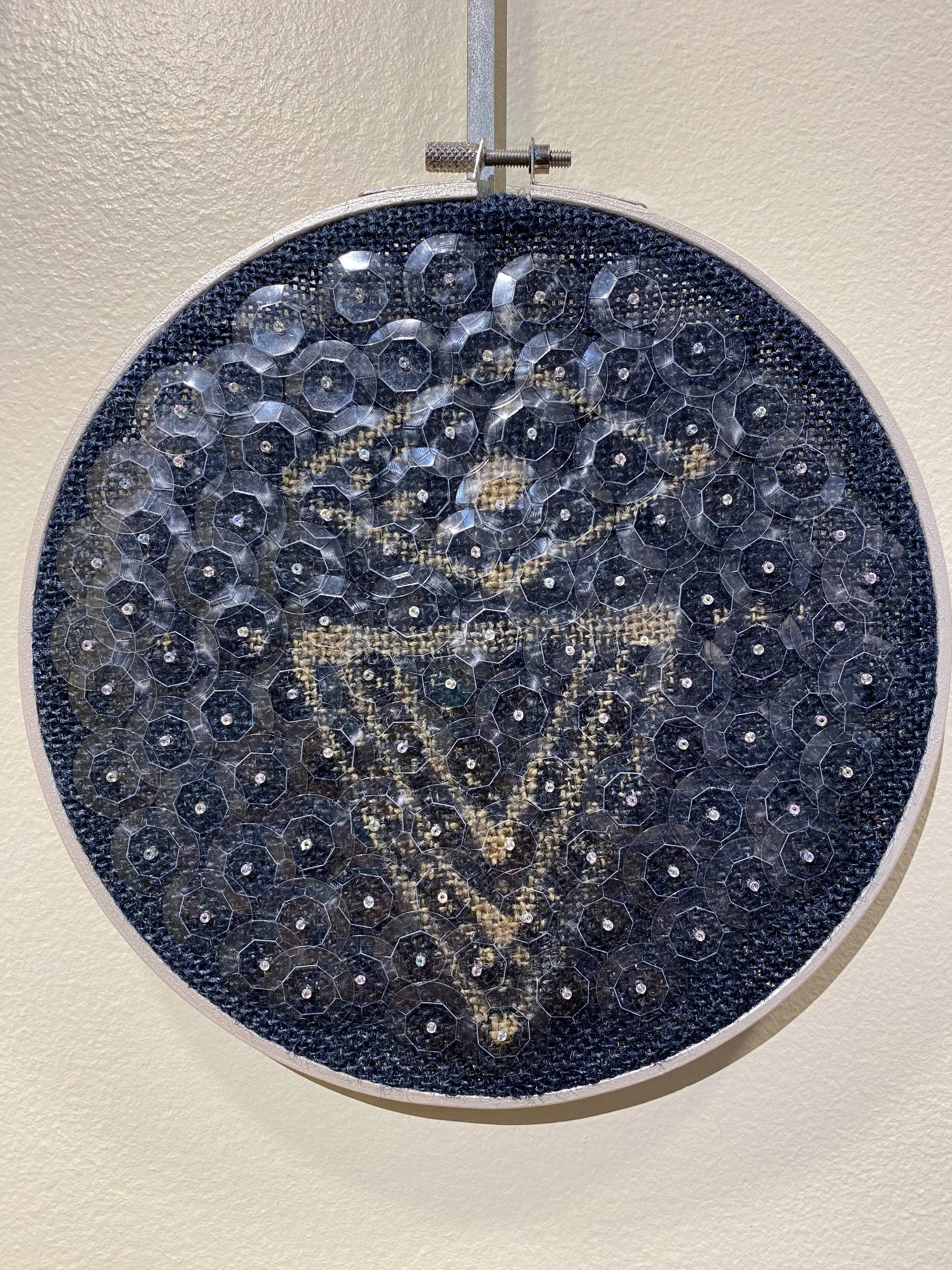 underwater, mixed media, 2018, 8in diameter