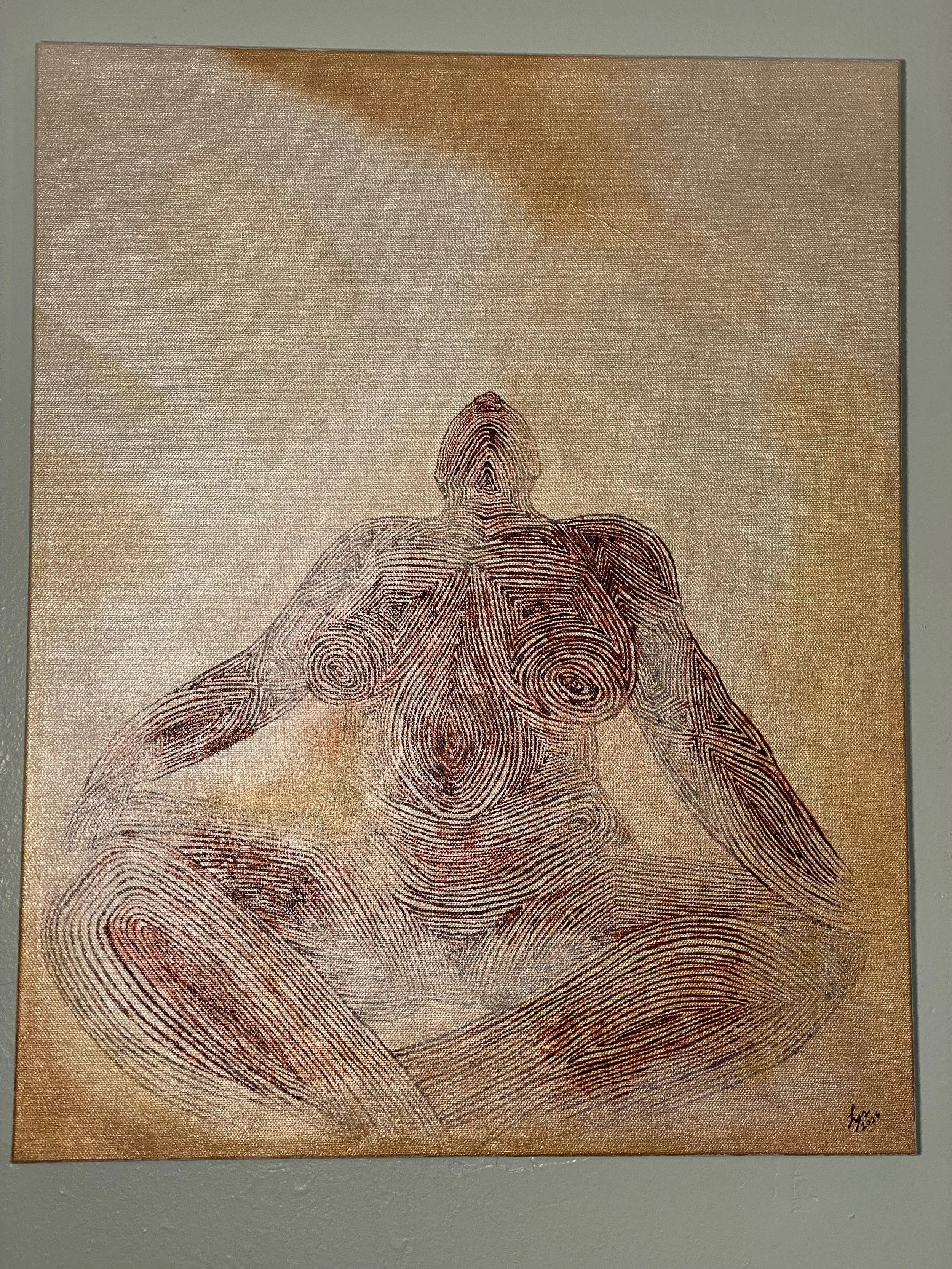 imagining safety & protection, acrylic and ink on canvas, 2026, 20x16in