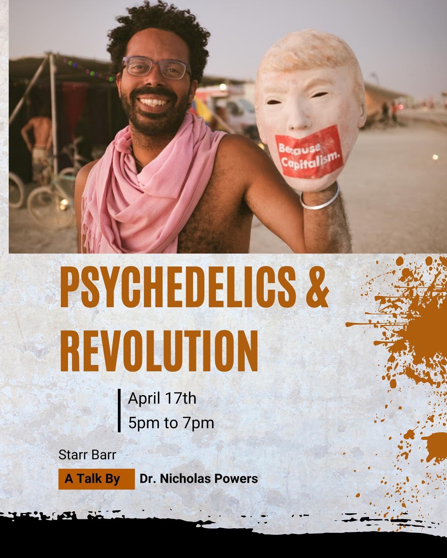 Black Psychedelic Revolution: Imagine Malcolm X on LSD. Join us at Starr Bar for a fascinating talk by Dr. Nicholas Powers on psychedelics and Black Revolutionary History and Theory.
He will share how healing in private therapy shares the dynamics of