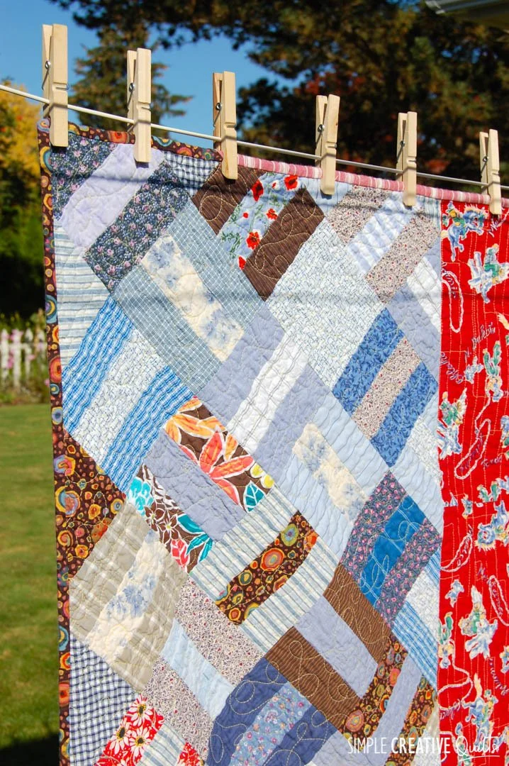 Post & Rail Quilt in Blue/Red from Simple Creative Quilts via www.simplecreativequilts.com