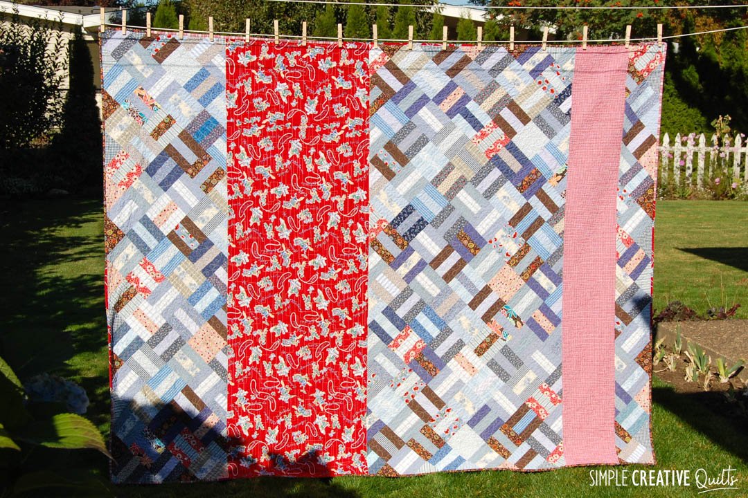 Post & Rail Quilt in Blue/Red from Simple Creative Quilts via www.simplecreativequilts.com
