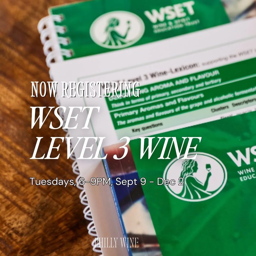 ‼️ Last chance to sign up for our in-person Level 3 Wine. Classes begin on Tuesday.
.
#wset #wsetlevel3 #wineclasses #phillywine #phillywinescene #vinology #viticulture #wine #winestudent #winelover