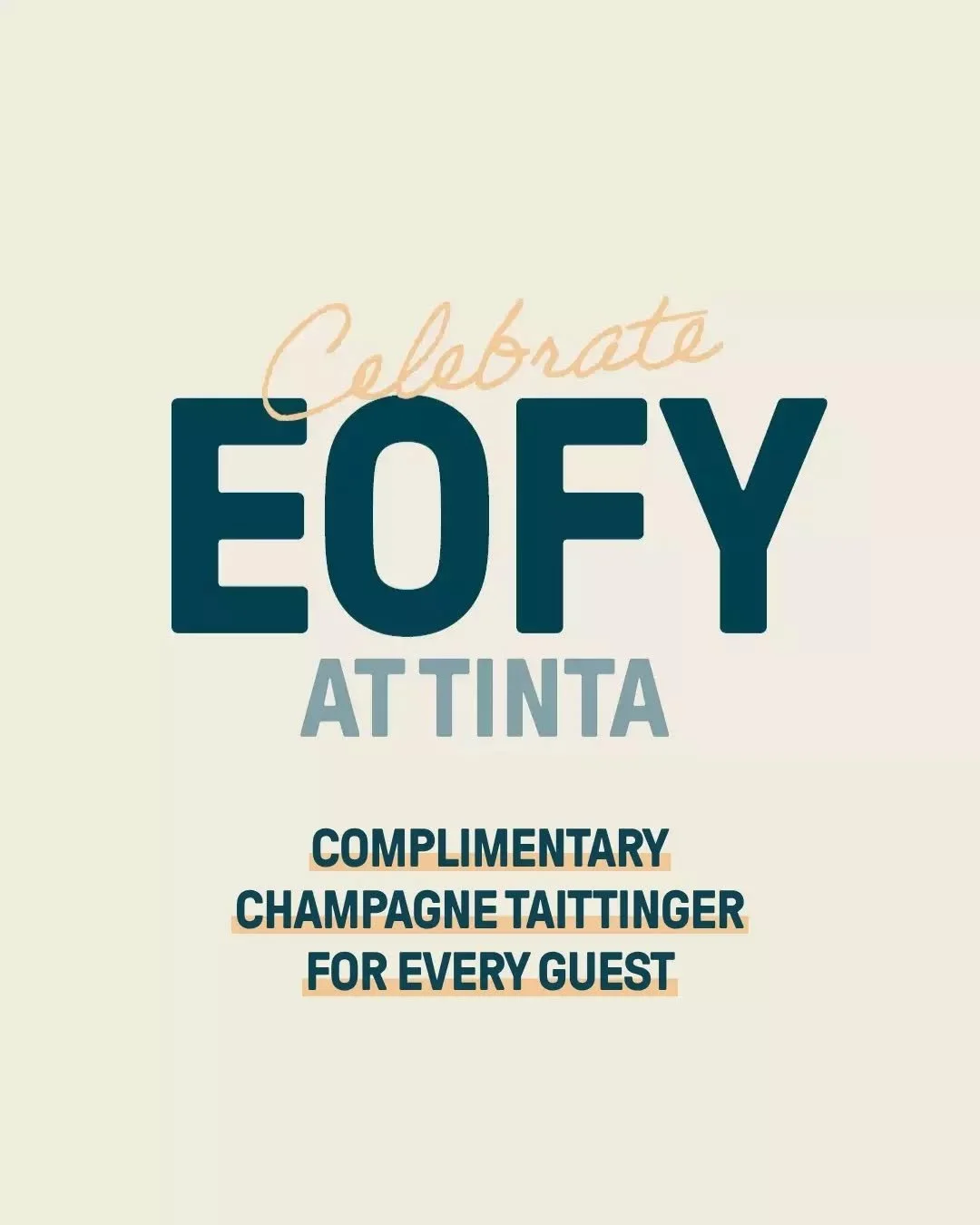 EOFY at TINTA = Good food, good pours and a little something extra.

Planning your team lunch or end-of-financial-year celebration? From casual catch-ups to bigger group get-togethers, TINTA has you covered with banquet dining, function packages and 