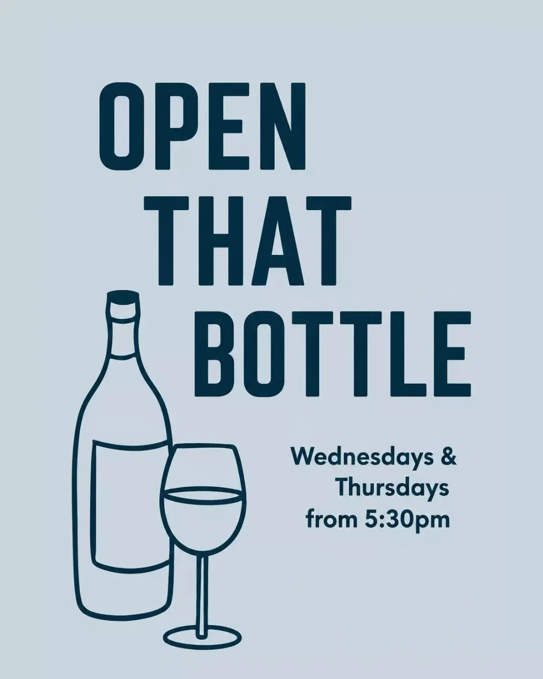 That bottle you&rsquo;ve been saving? This is your sign to open it. 🍷

Join us EVERY Wednesday &amp; Thursday evenings from 5:30pm for Open THAT Bottle. Bring your favourite bottle from the cellar and enjoy BYO with no corkage when dining on our $69