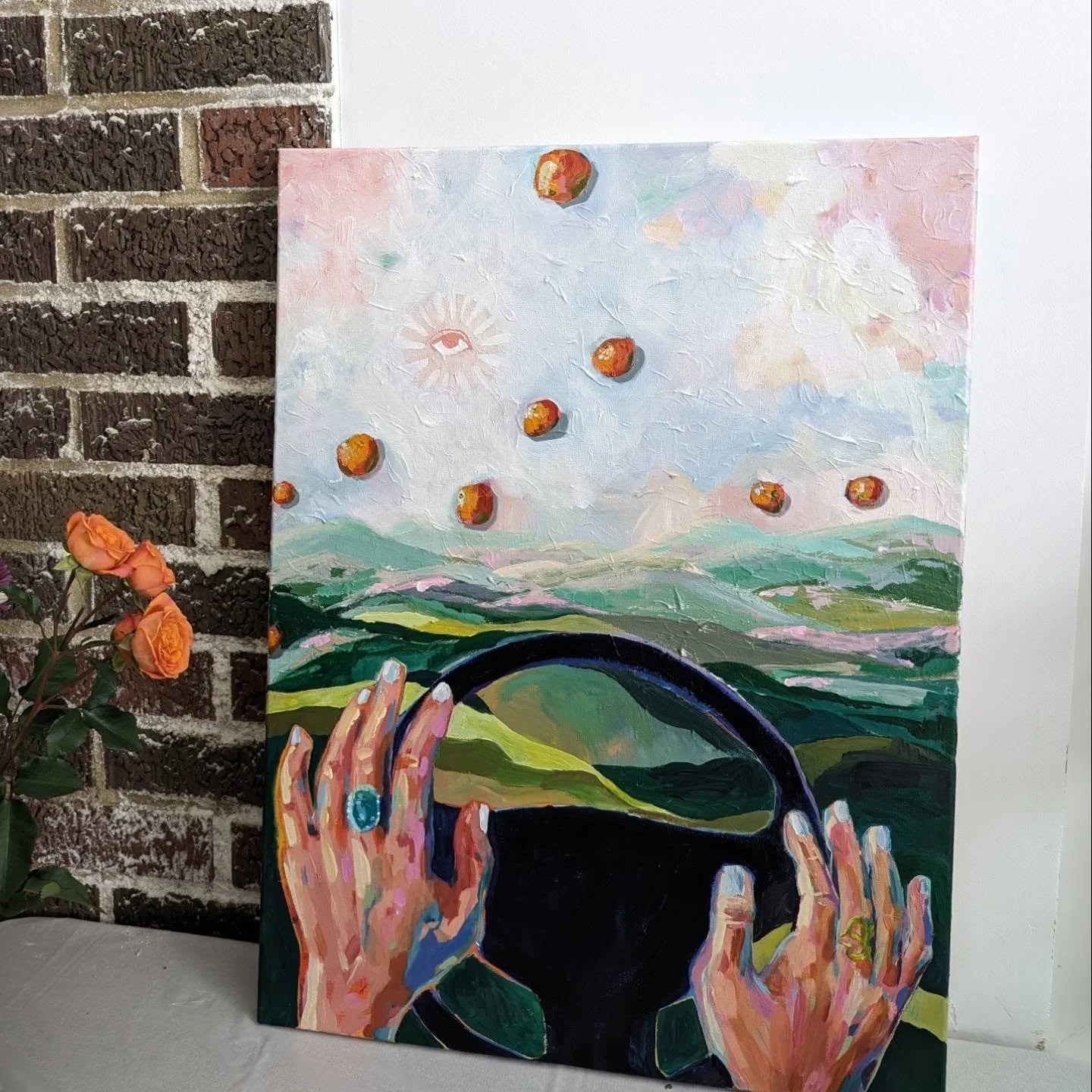 👁️🍊🔆🛞
hands off

Swipe for full view. 
I'll take one tomorrow in daylight. 

#abstractexpressionism #abstractpainting #abstractartist #surrealism #originalartist #emergingartist #acrylicpainting