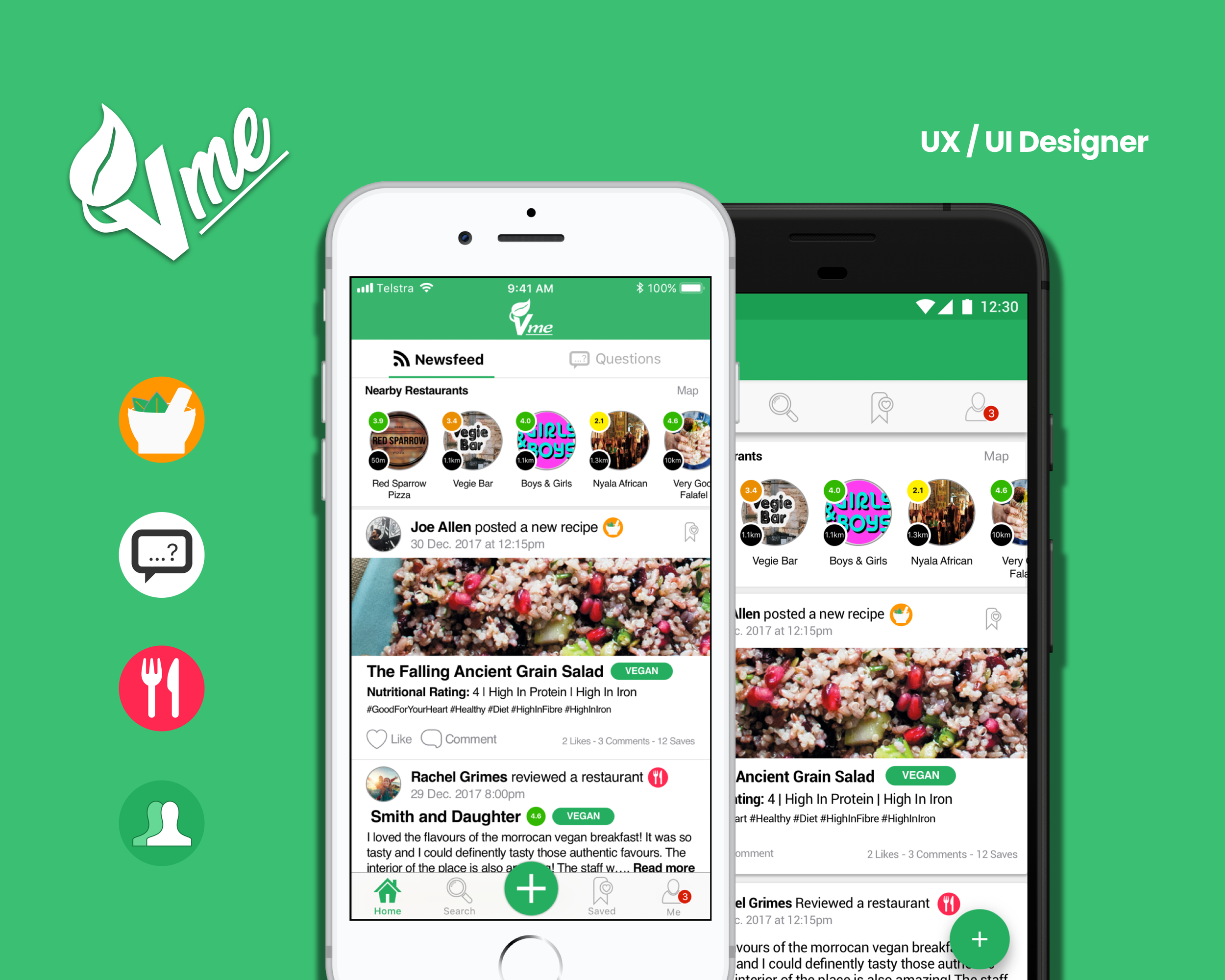 The vegan community app. Find & share recipes, restaurants reviews and make vegan friends!