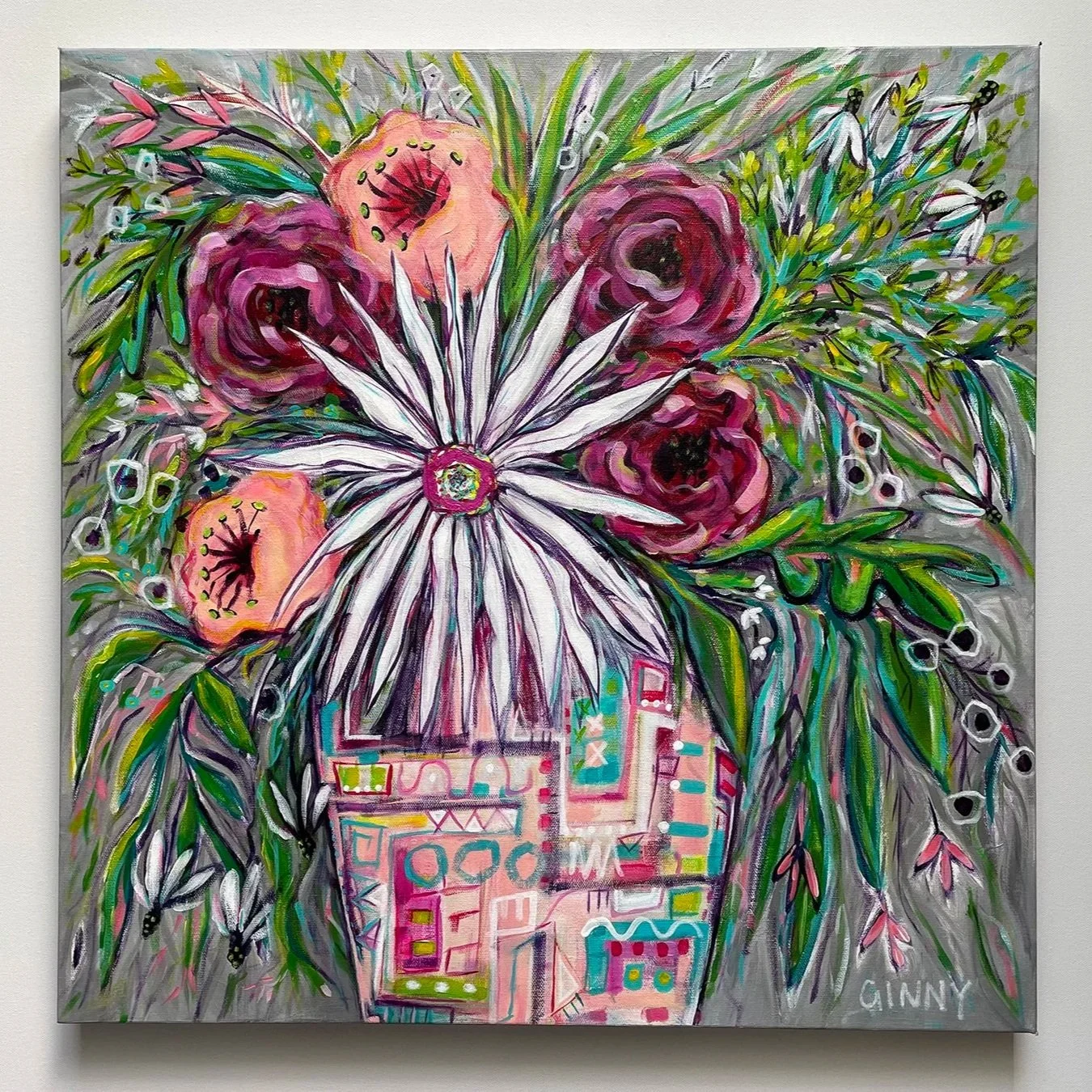 Just Peachy - 24"x24" - Acrylic on Canvas- SOLD