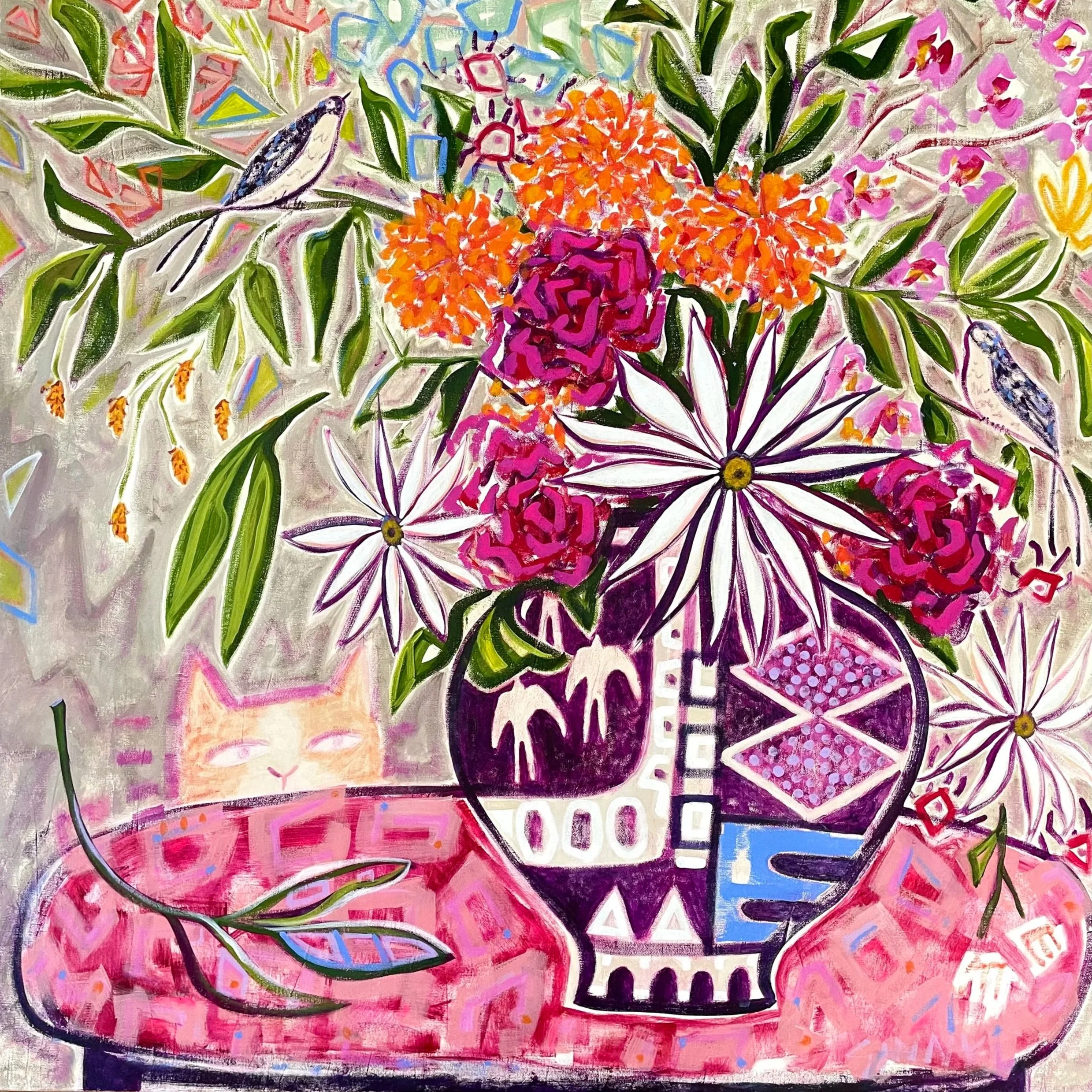 Three's a Crowd - 40" x 40" - Acrylic on Canvas- SOLD