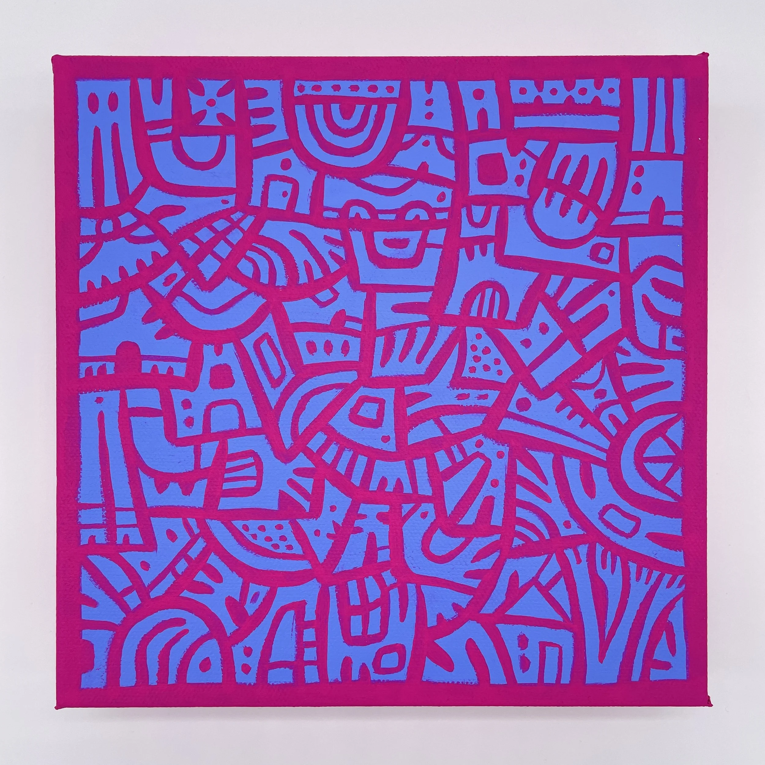 Bits and Pieces: Raspberry Freeze - 8"x8" - Acrylic on Canvas- SOLD